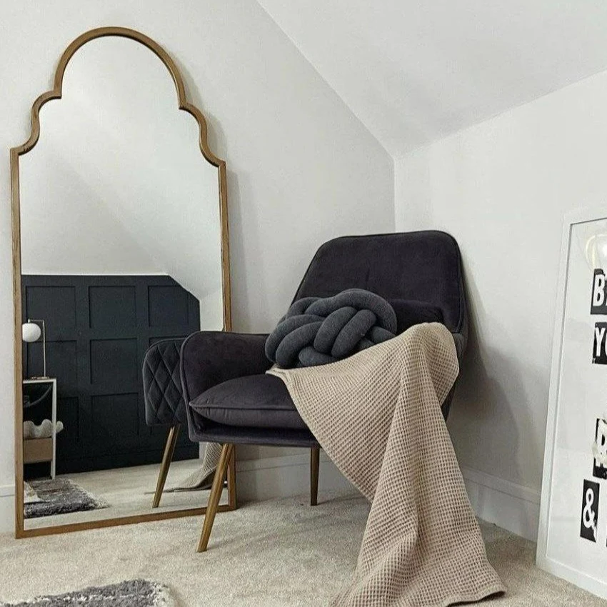 Algiers - Large Full Length Gold Arched Metal Mirror 150cm x 60cm - Image 4