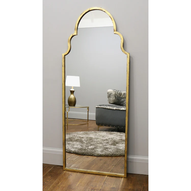 Algiers - Large Full Length Gold Arched Metal Mirror 150cm x 60cm - Image 5
