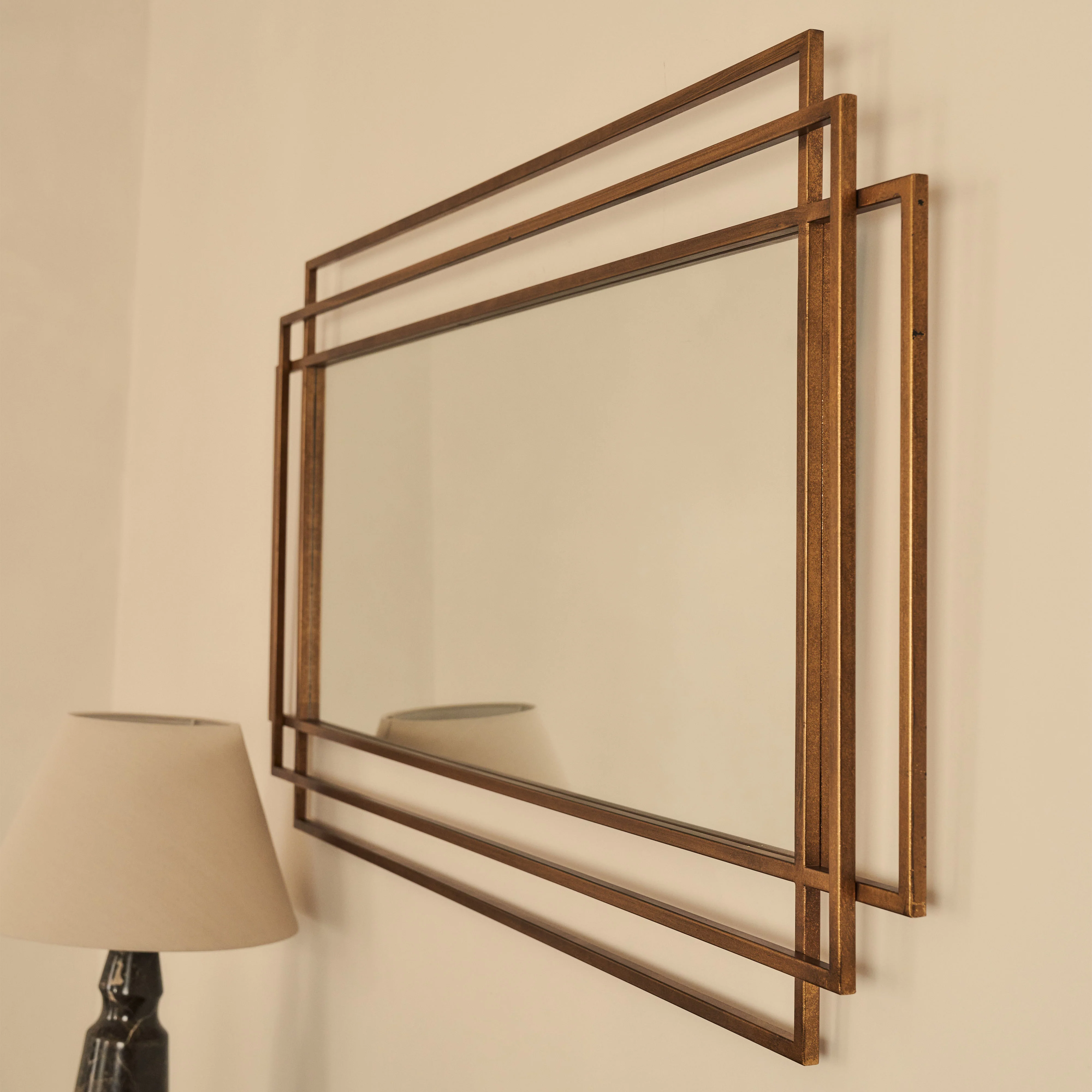 Amalfi - Large Gold Rectangular Metal Mirror 140cm x 70cm - Image 4