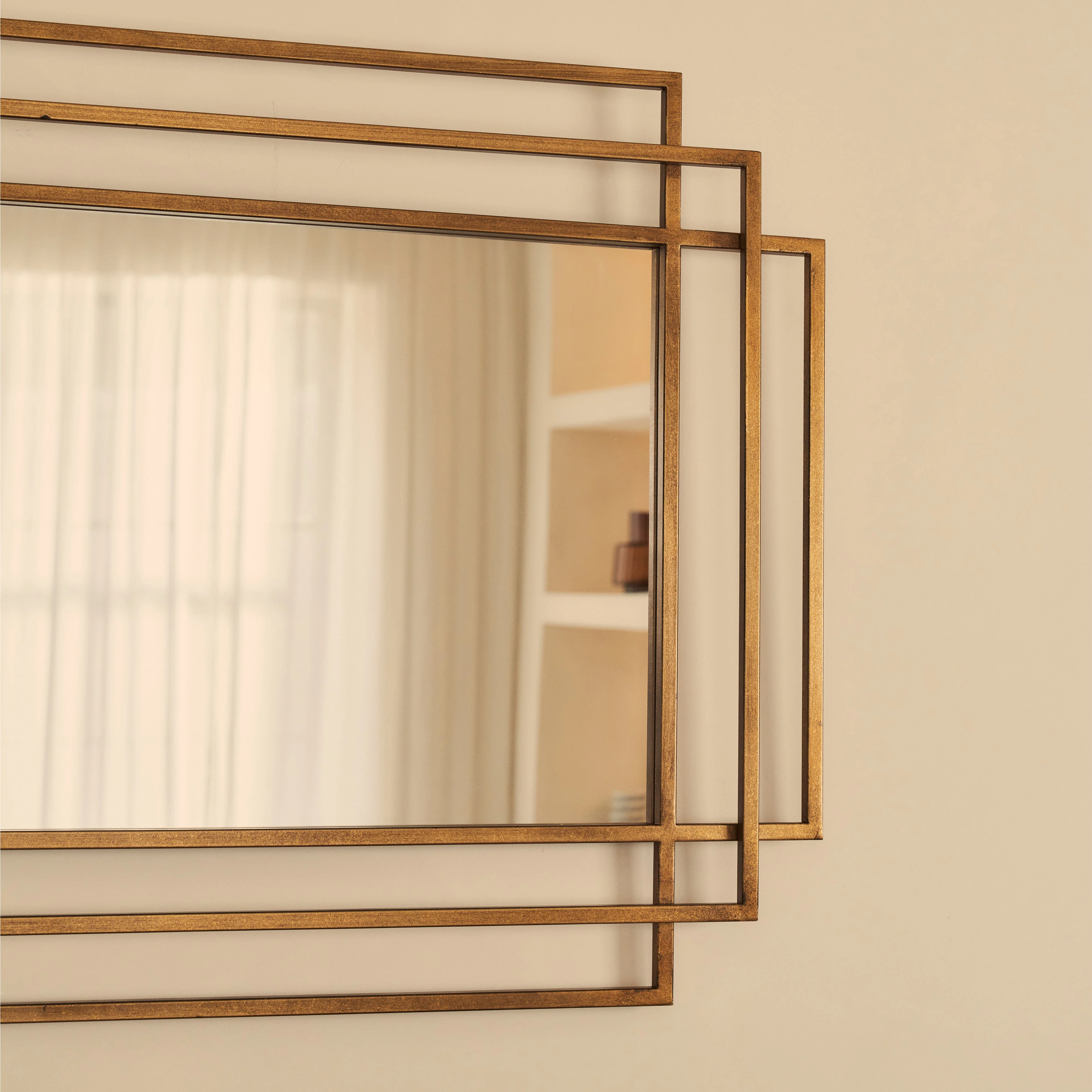 Amalfi - Large Gold Rectangular Metal Mirror 140cm x 70cm - Image 6