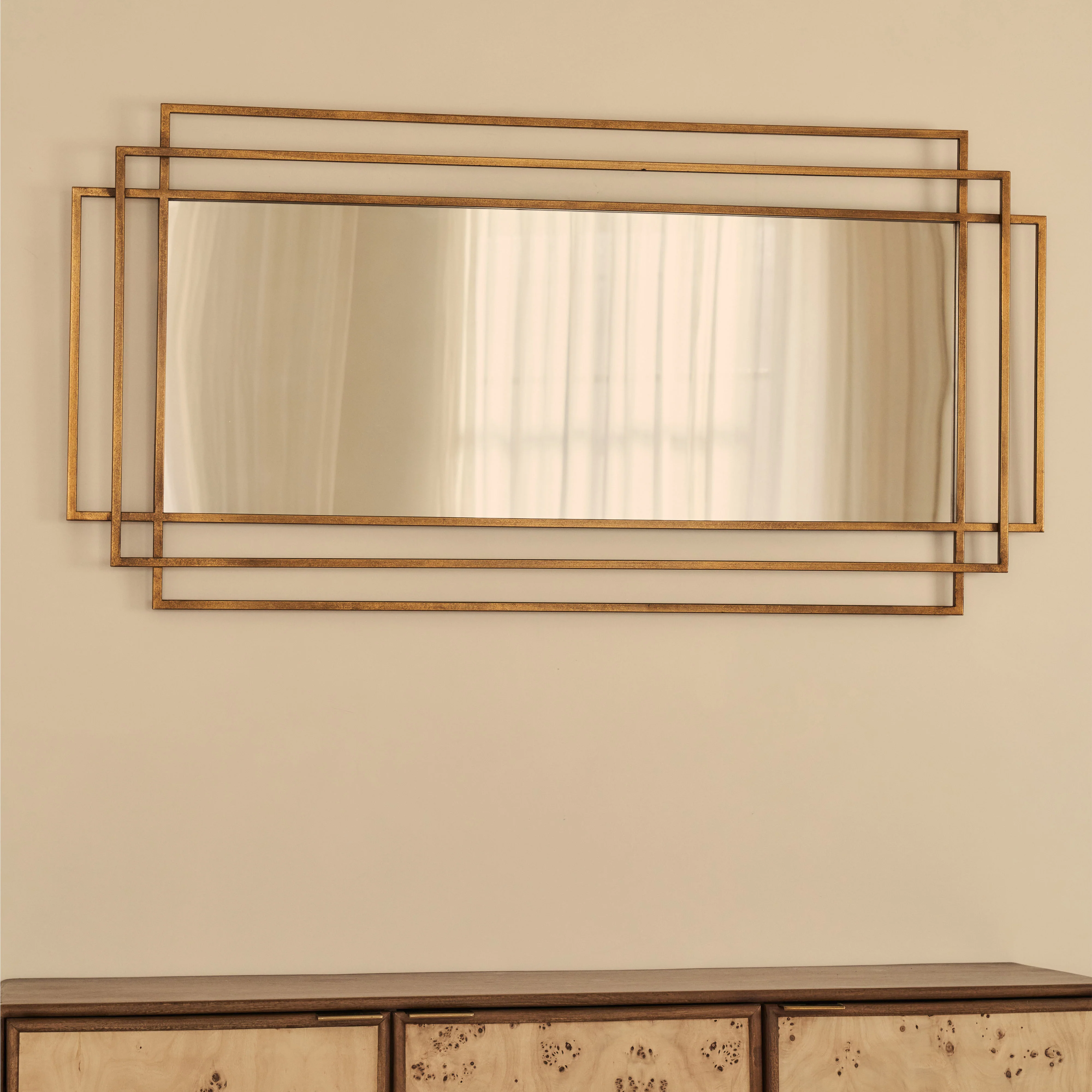 Amalfi - Large Gold Rectangular Metal Mirror 140cm x 70cm - Image 7