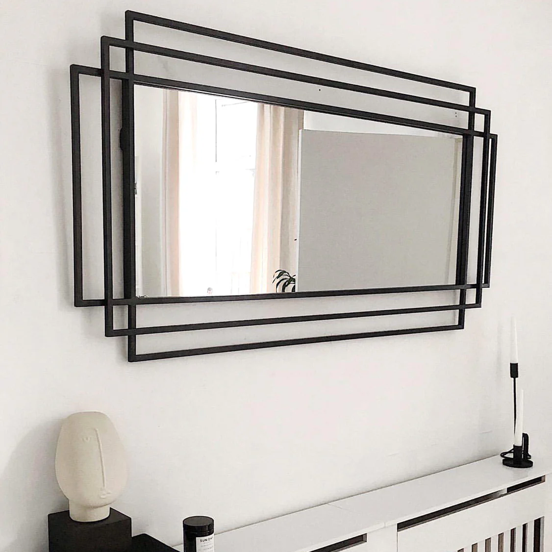 Amalfi - Large Black Rectangular Metal Mirror 140cm x 70cm - Image 3