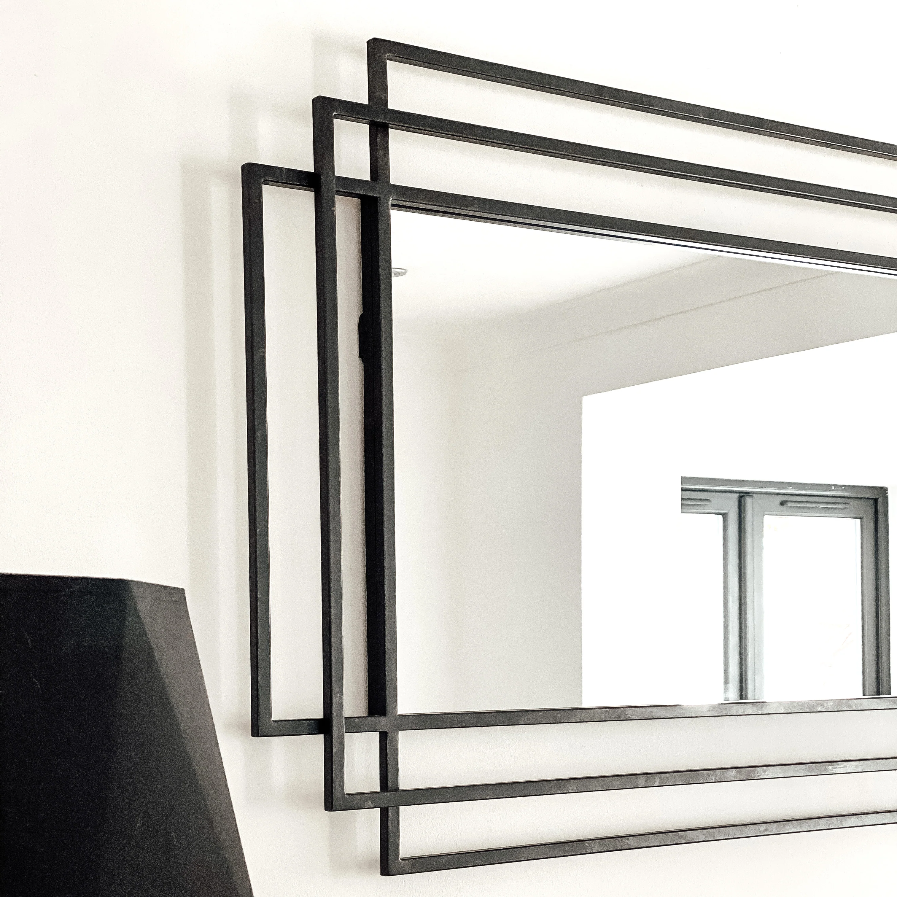 Amalfi - Large Black Rectangular Metal Mirror 140cm x 70cm - Image 4