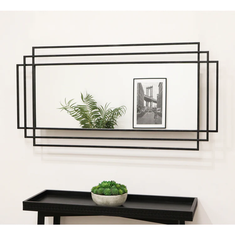 Amalfi - Large Black Rectangular Metal Mirror 140cm x 70cm - Image 6