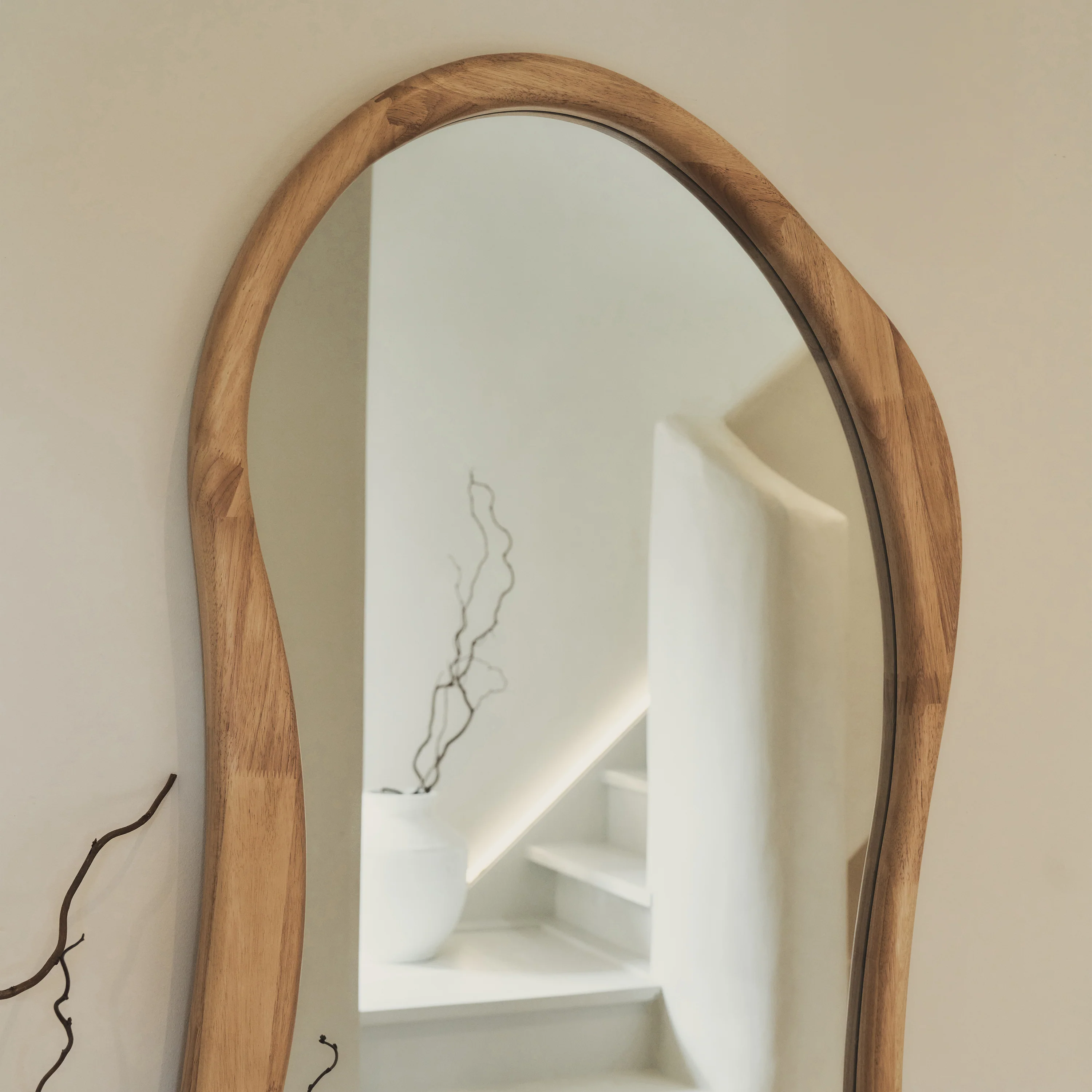 Arcurva - Large Full Length Light Wood Irregular Mirror 170cm x 85cm - Image 3