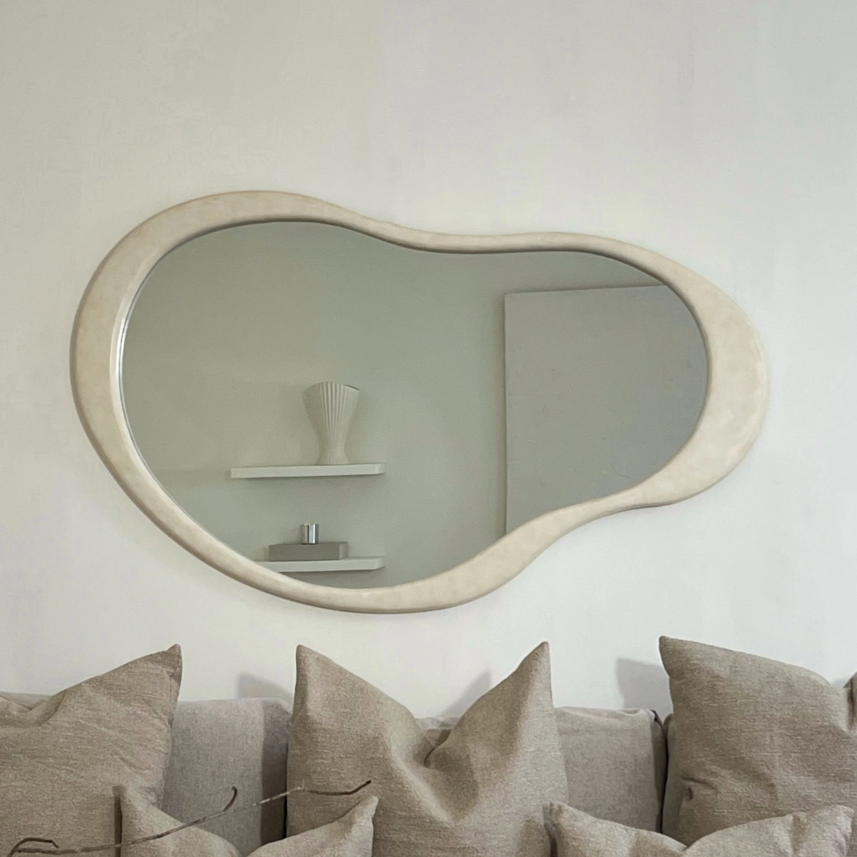 Arcurva - Large Overmantle Concrete Irregular Mirror 130cm x 80cm - Image 3
