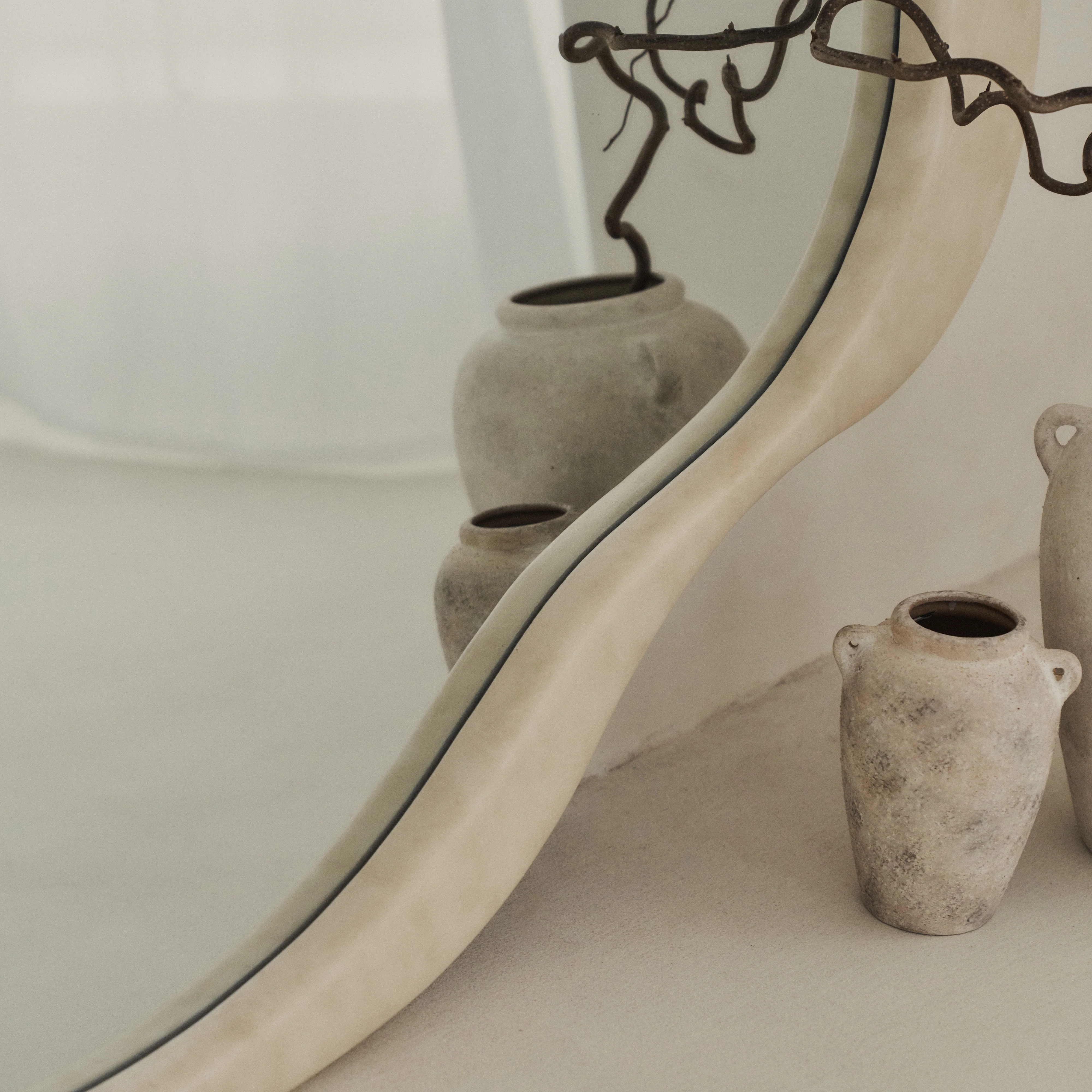 Arcurva - Large Overmantle Concrete Irregular Mirror 130cm x 80cm - Image 7