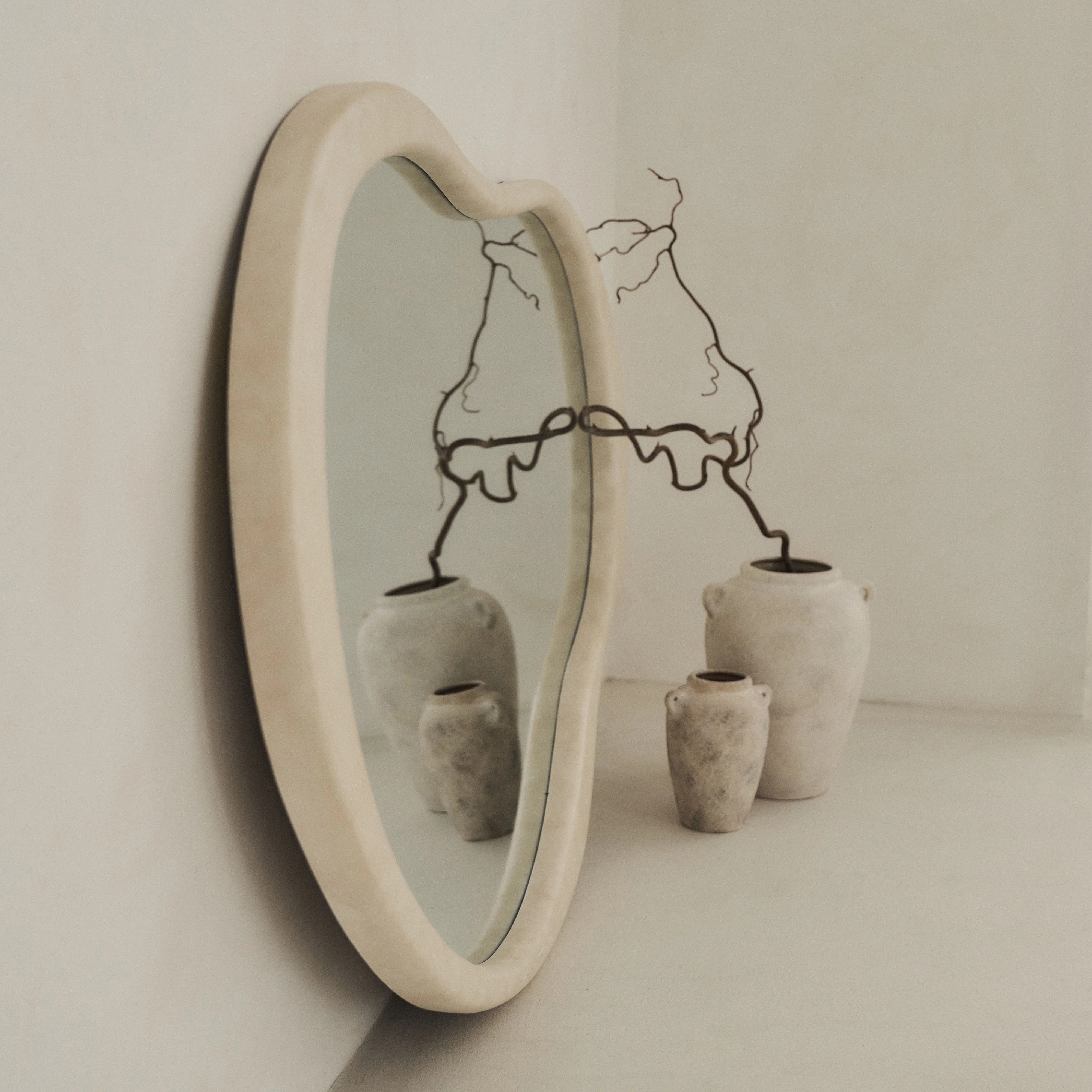 Arcurva - Large Overmantle Concrete Irregular Mirror 130cm x 80cm - Image 8