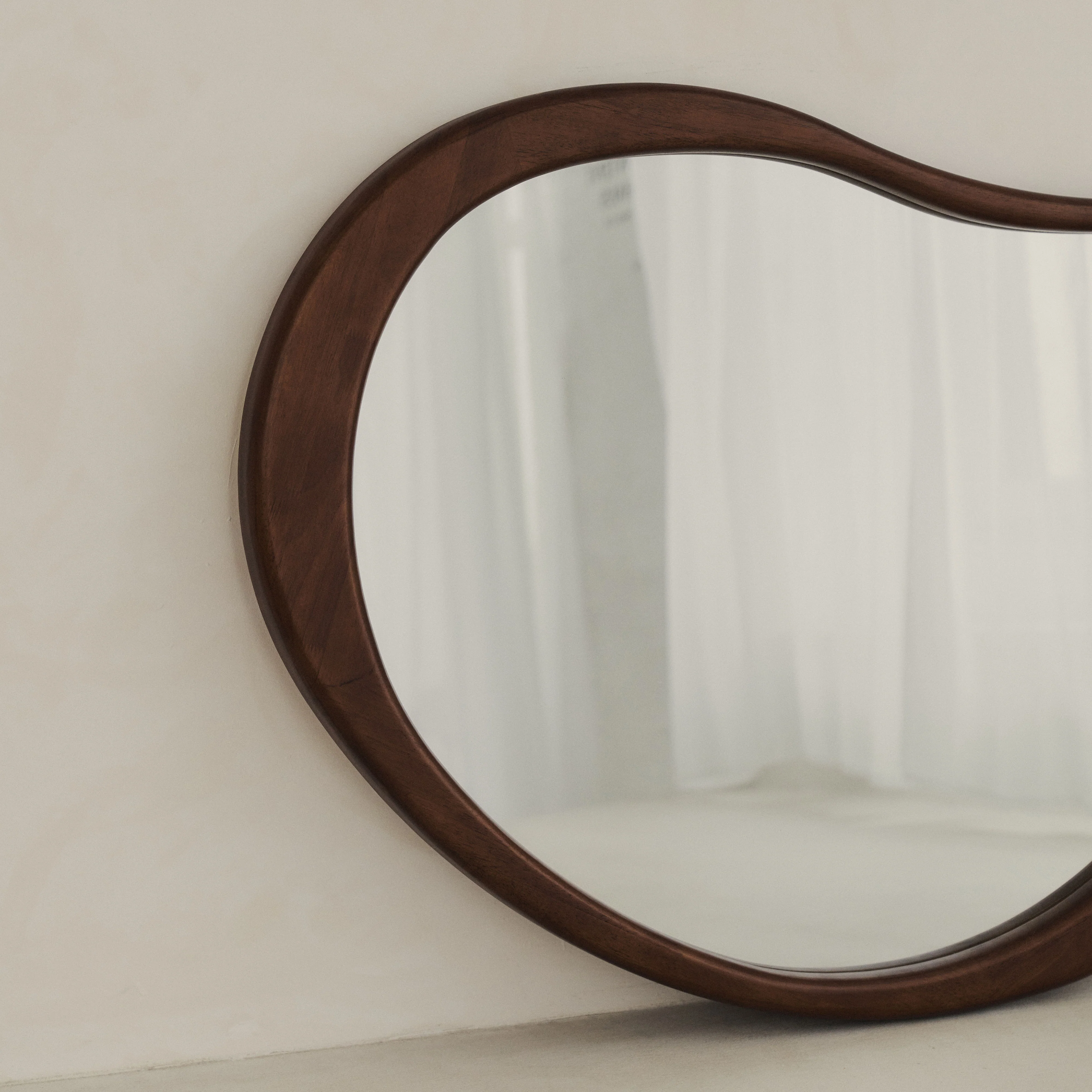 Arcurva - Large Overmantle Dark Wood Irregular Mirror 130cm x 80cm - Image 8