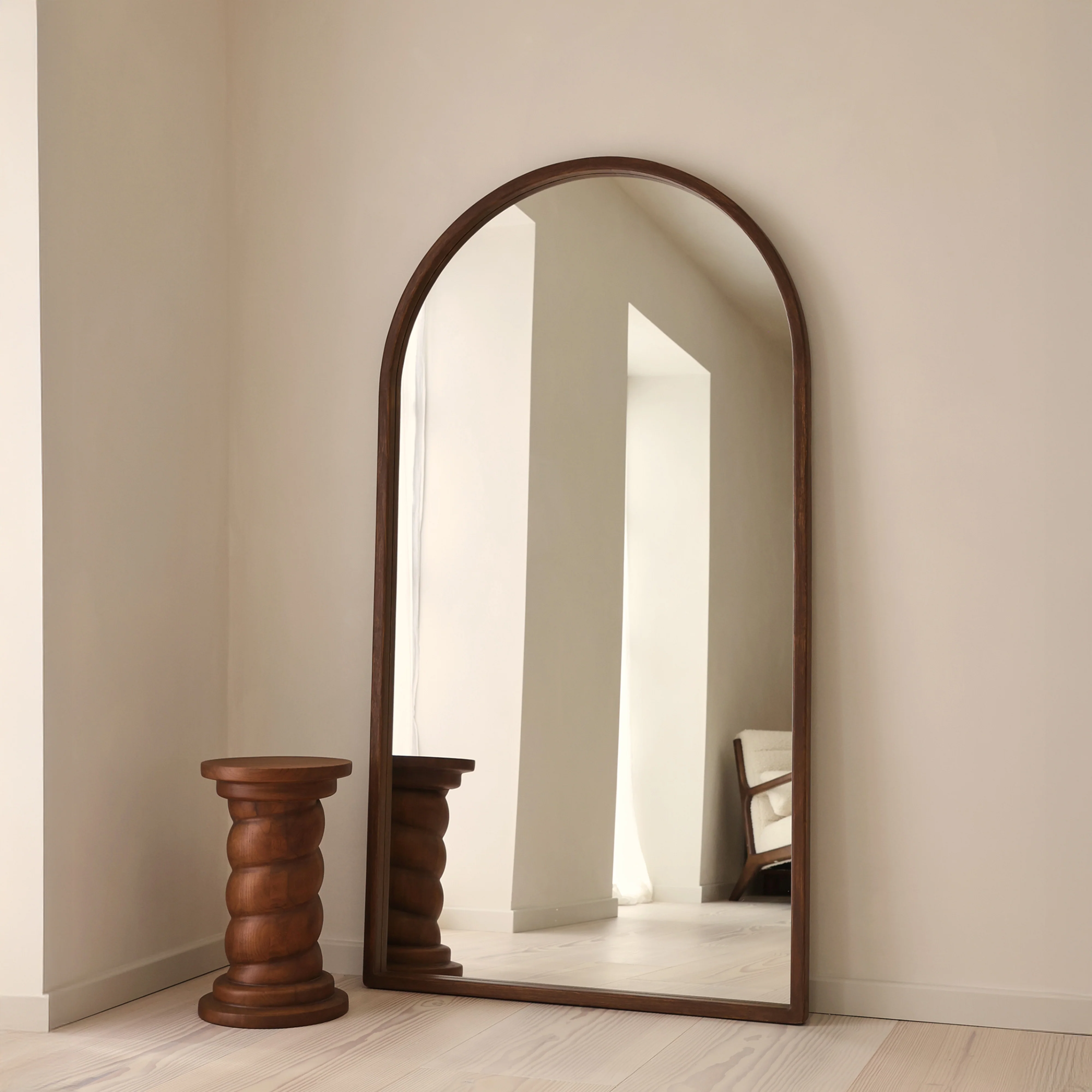 Arden - Dark Wood Full Length Arched Wooden Mirror 175cm x 95cm - Image 4