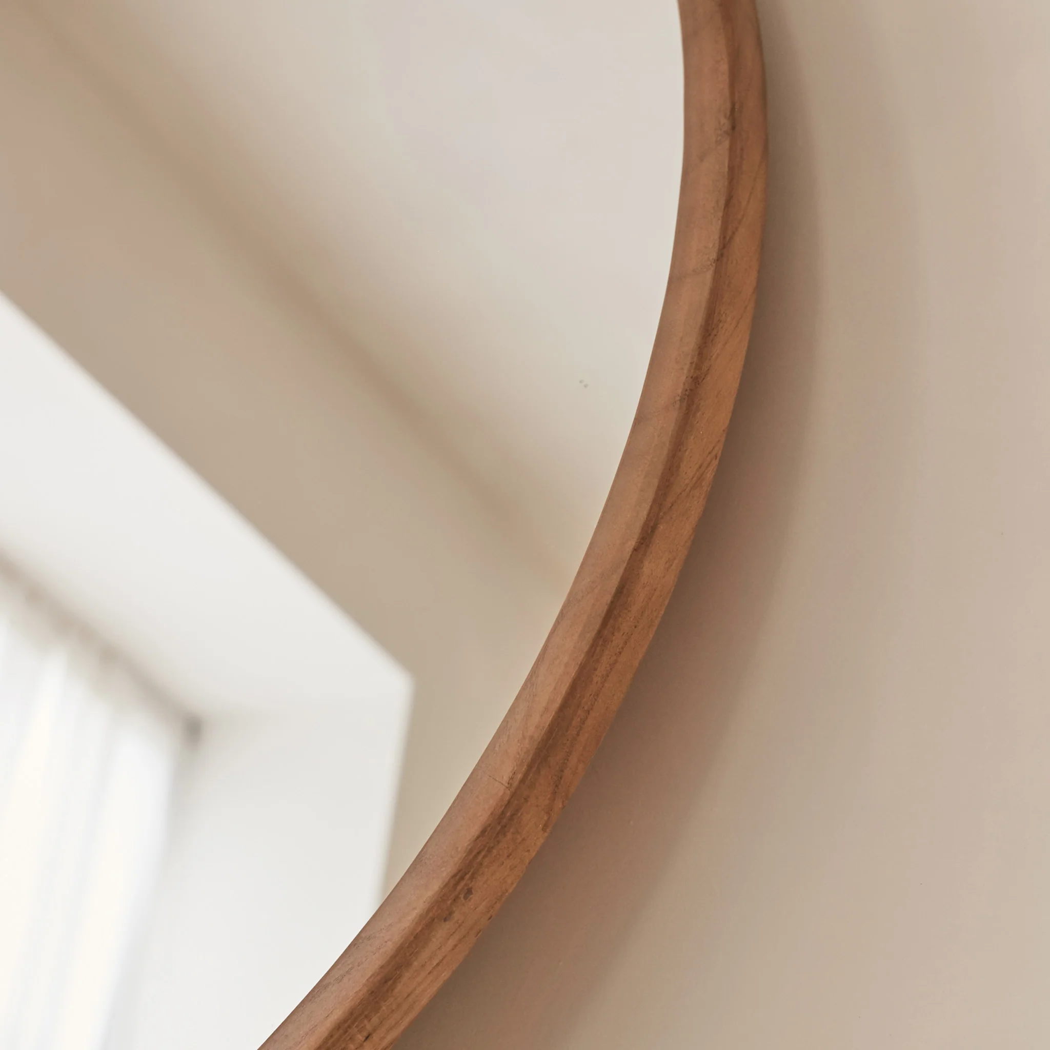 Arden - Large Warm Wood Round Wooden Wall Mirror 90cm x 90cm - Image 9