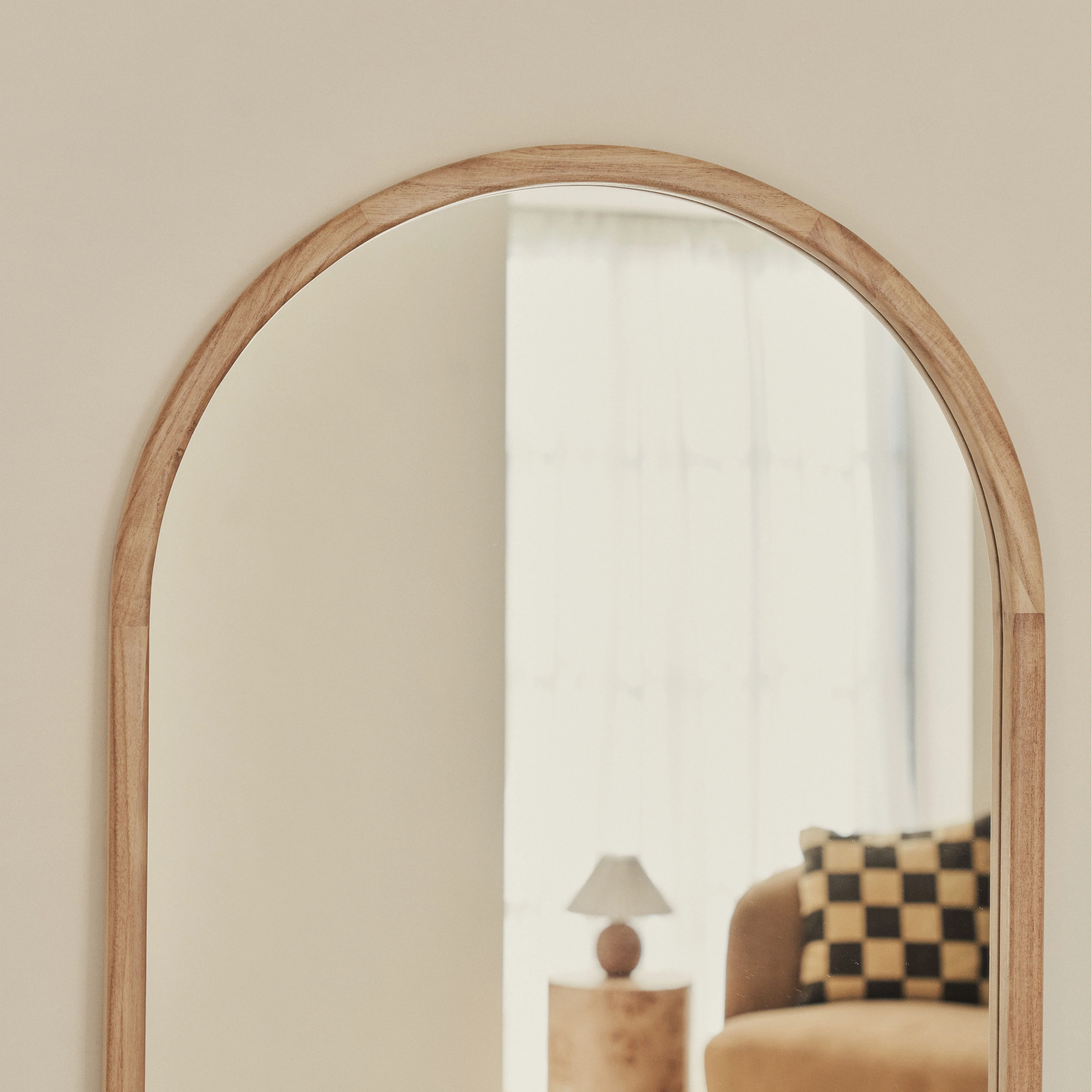 Arden - Light Wood Full Length Arched Wooden Mirror 160cm x 60cm - Image 3