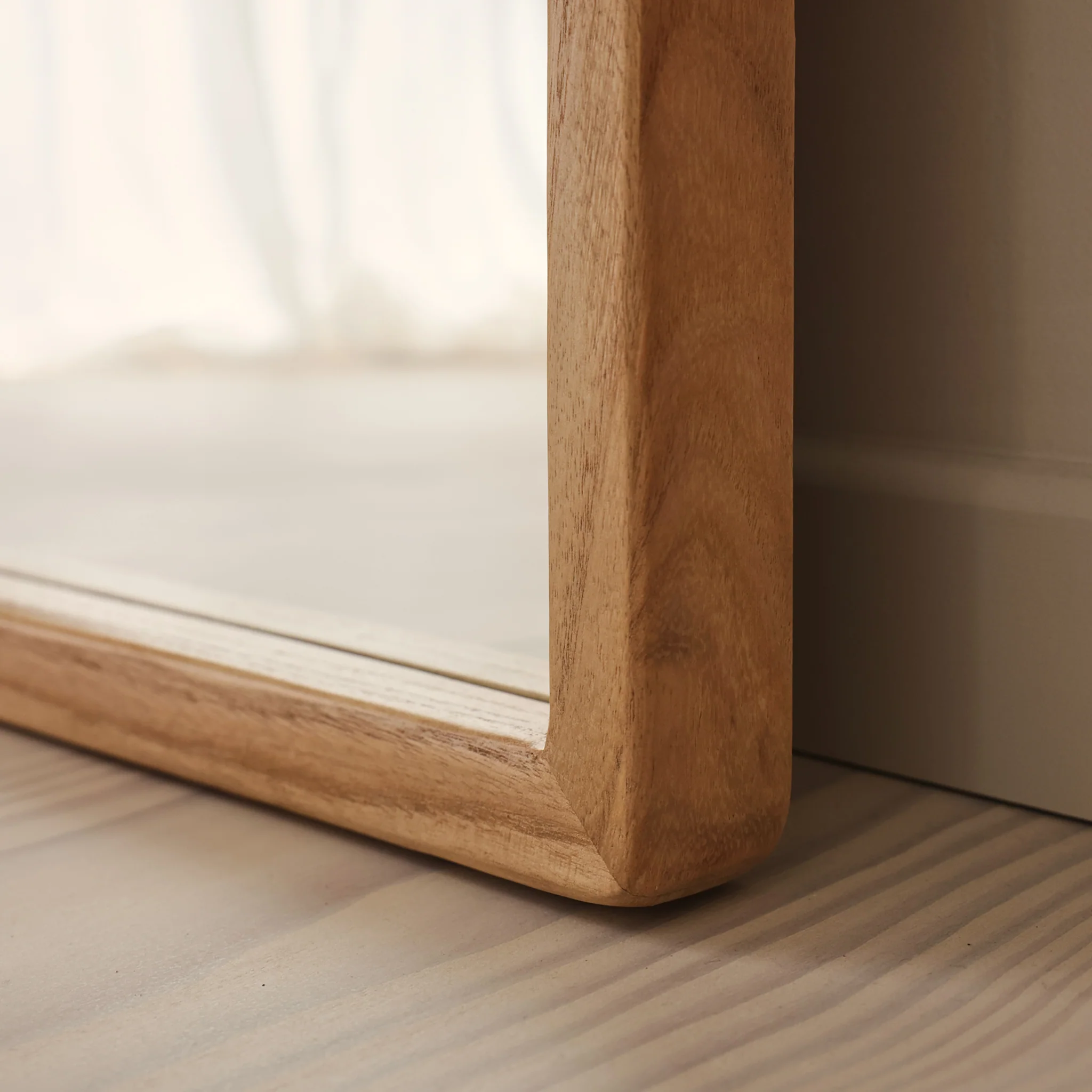 Arden - Light Wood Full Length Arched Wooden Mirror 175cm x 95cm - Image 5