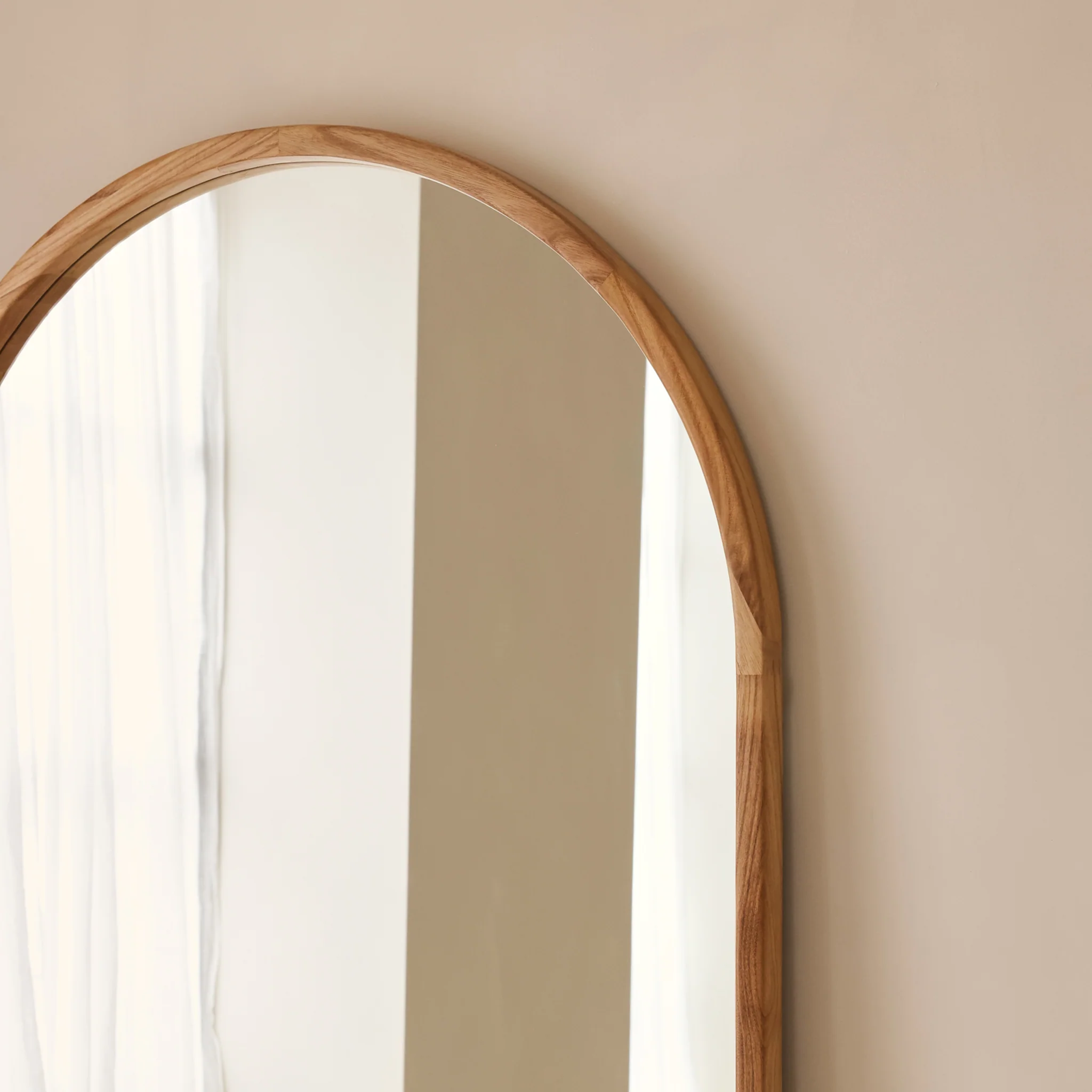 Arden - Light Wood Full Length Arched Wooden Mirror 175cm x 95cm - Image 8