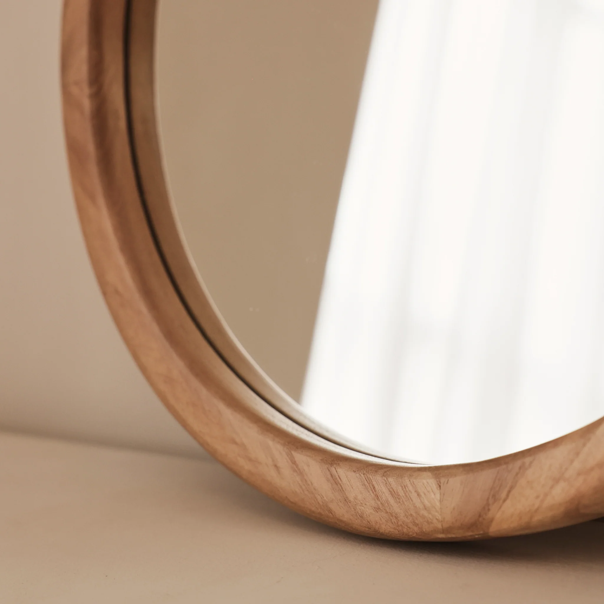 Arden - Light Wood Round Wooden Wall Mirror 40cm x 40cm - Image 6