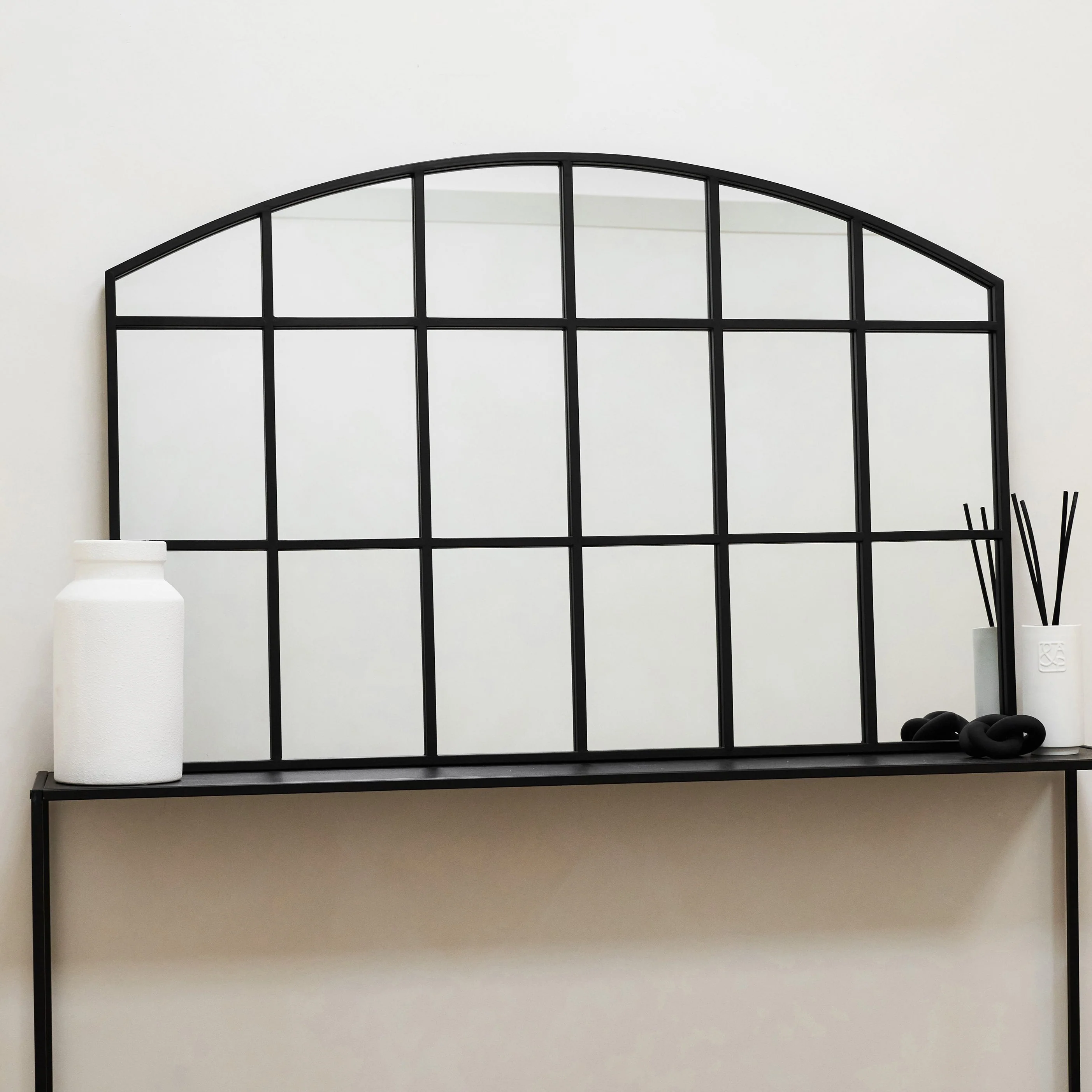 Bridgewater - Black Industrial Arched Metal Window Mirror 120cm x 80cm - Image 10
