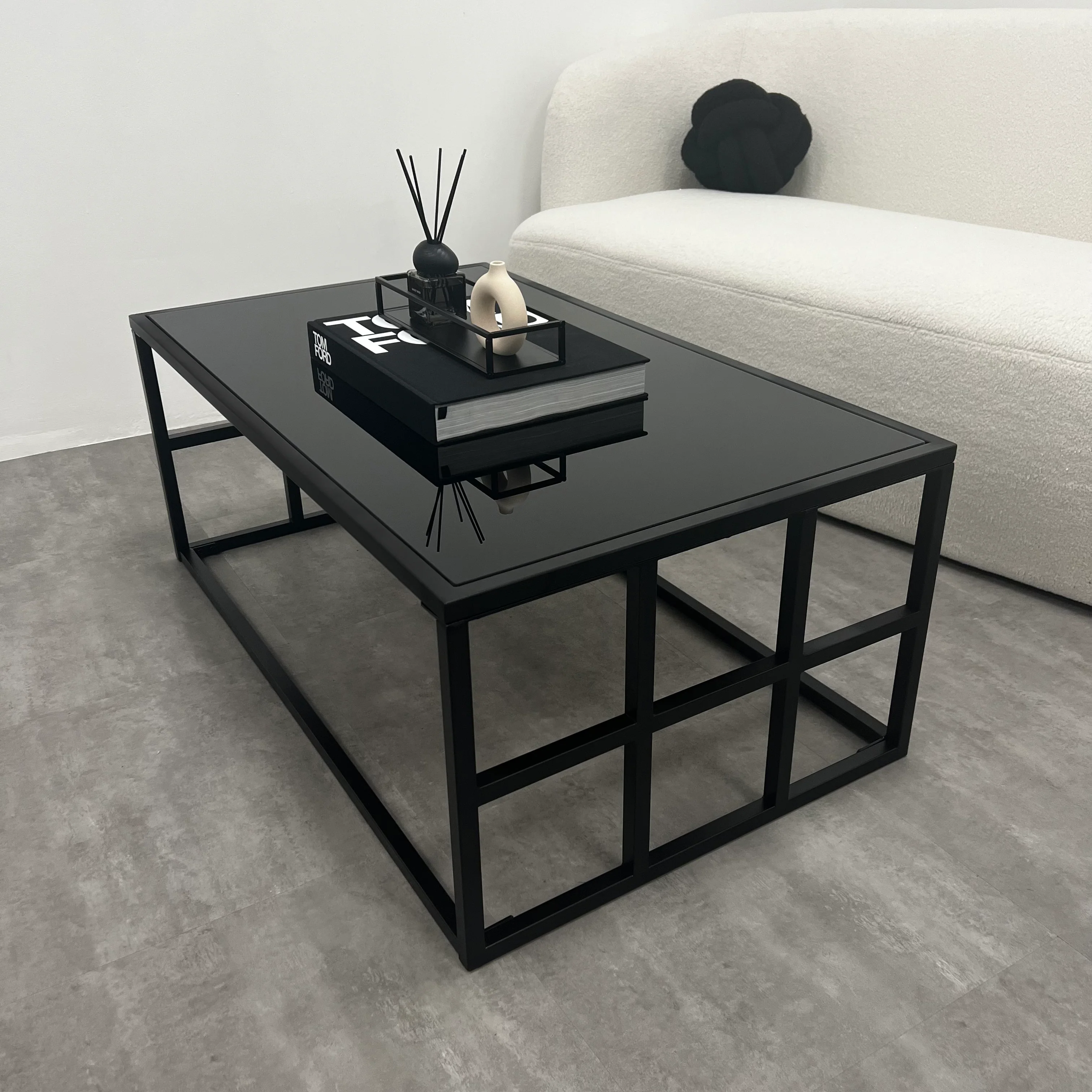 Brooklyn - Black Modern Large Rectangle Tinted Mirrored Coffee Table - Image 3