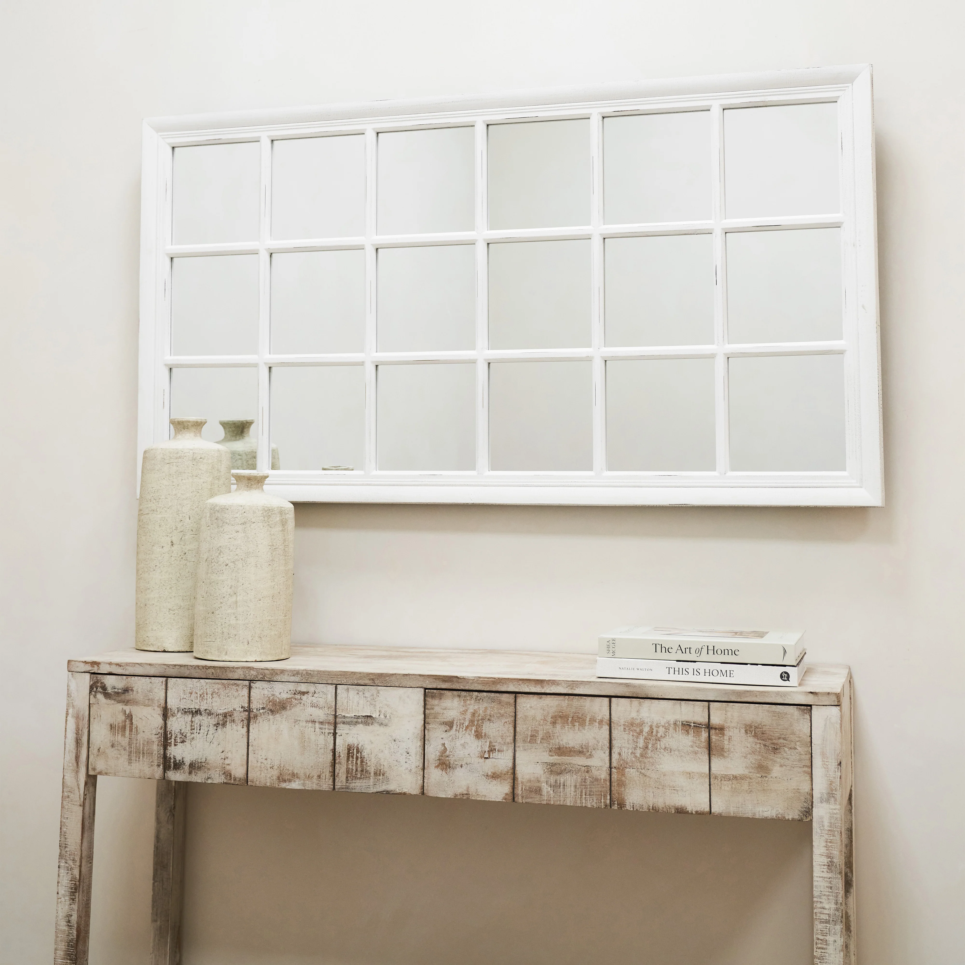 Sasha - White Shabby Chic Rectangular Window Mirror 134cm x 70cm - Image 3