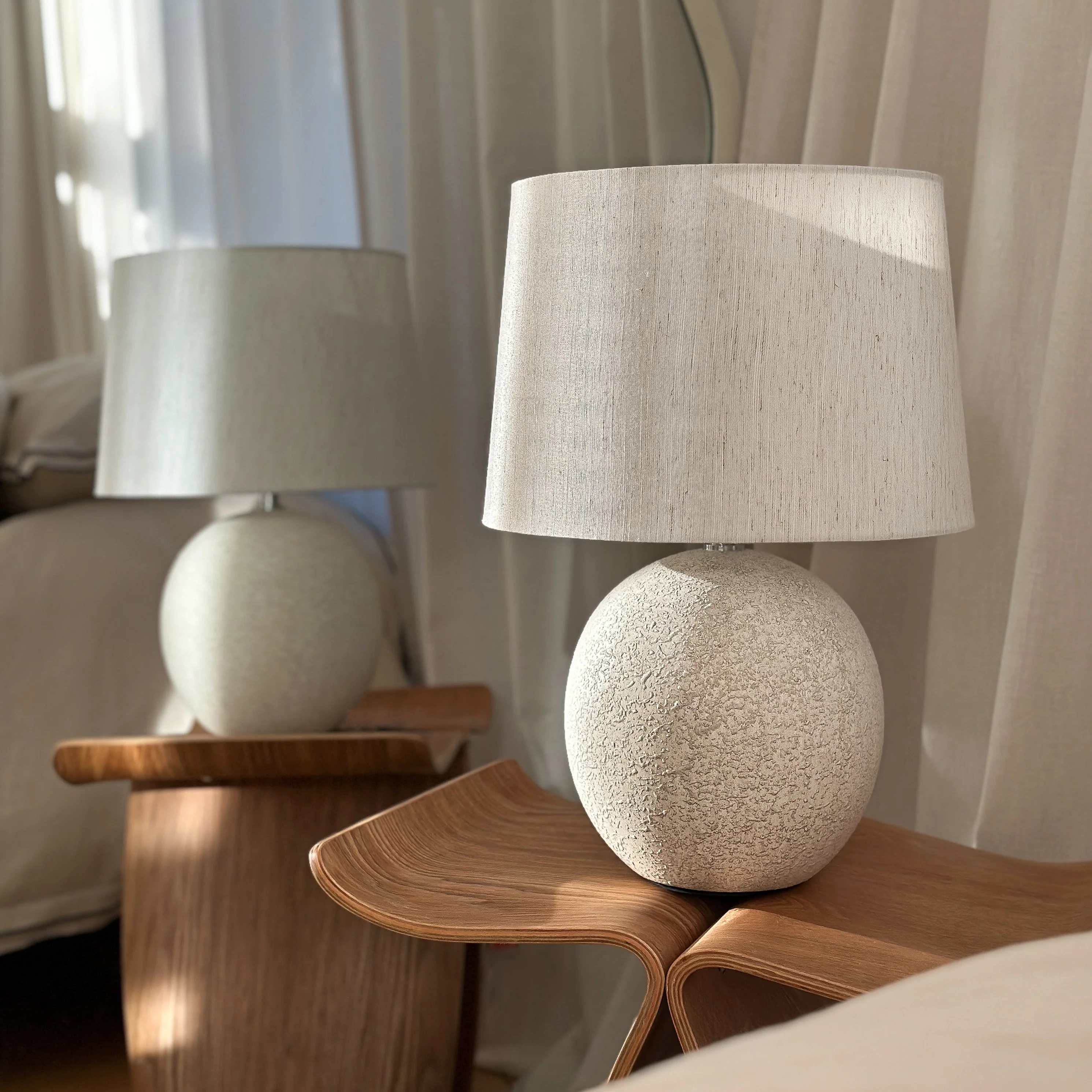 Corsica - Stone Ceramic Drum Shade Table Lamp - Image 3