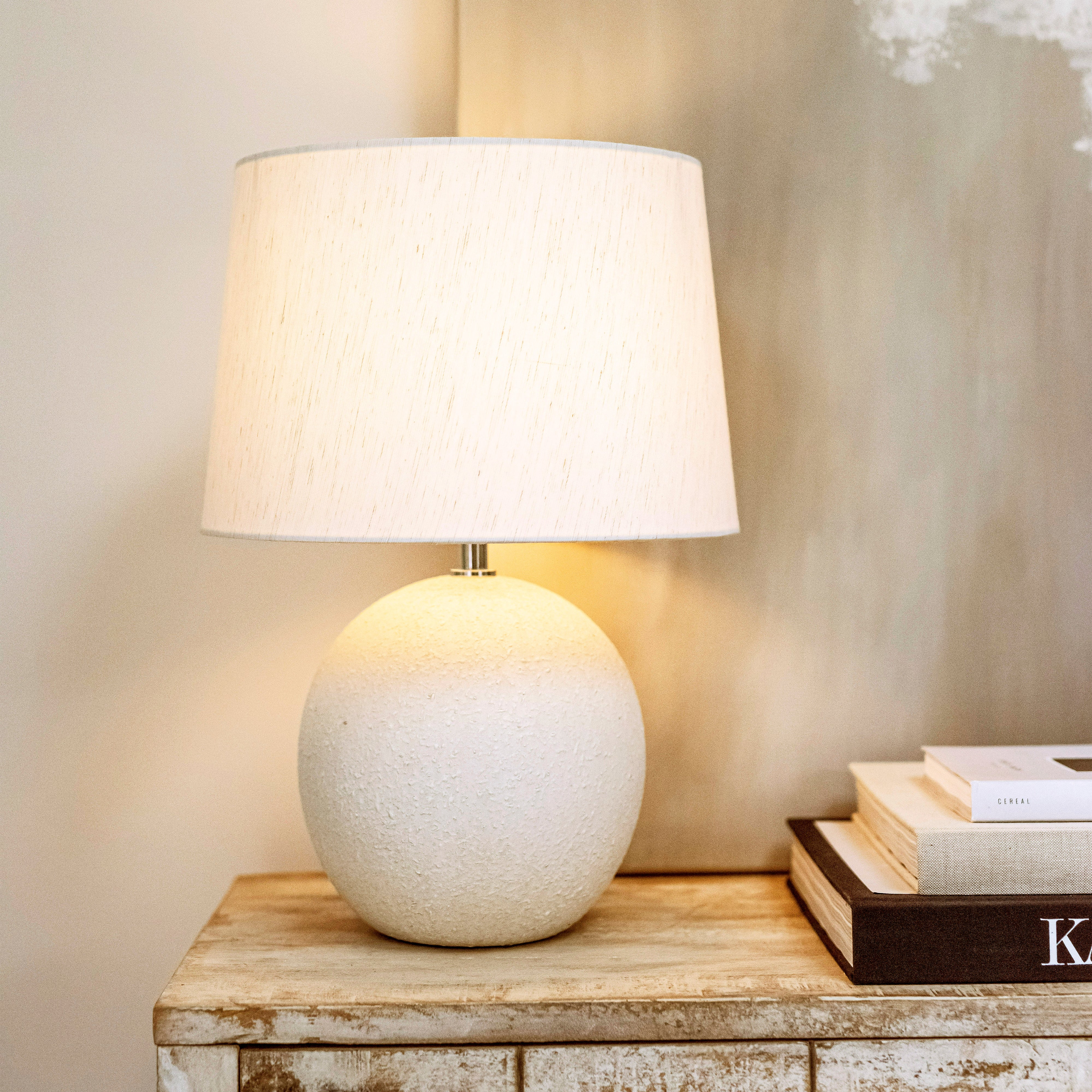 Corsica - Stone Ceramic Drum Shade Table Lamp - Image 4