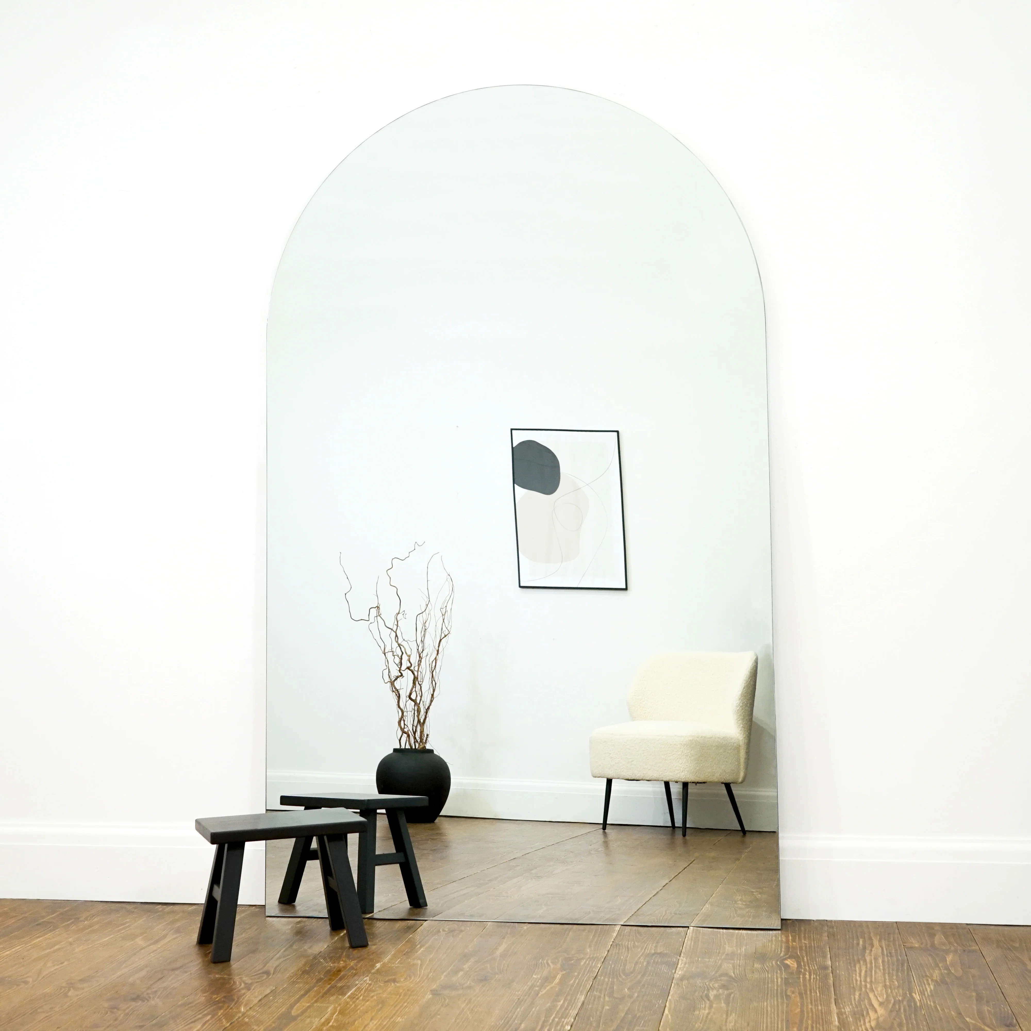 Edge - Extra Large Frameless Arched Full Length Mirror 179cm x 110cm - Image 10
