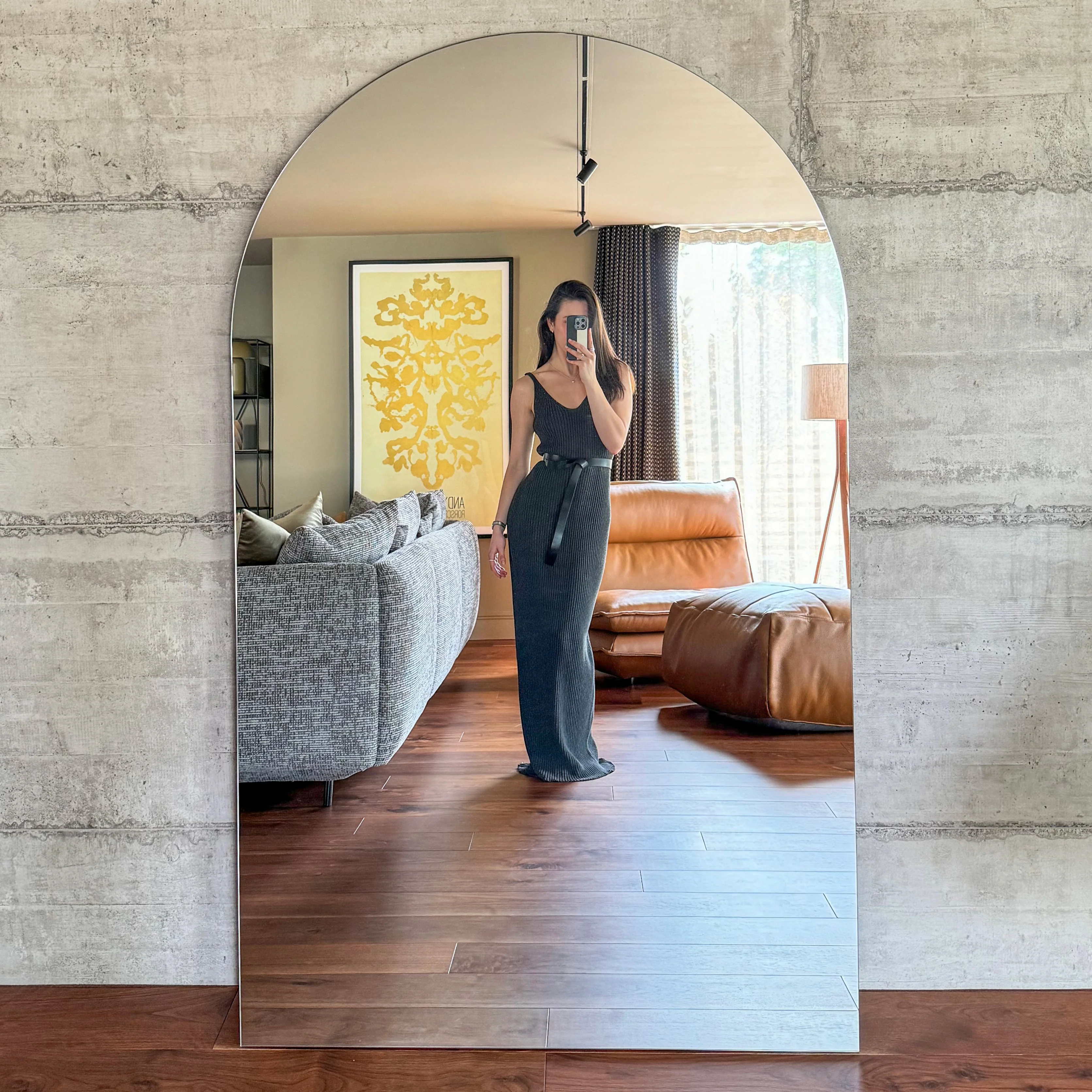 Edge - Extra Large Frameless Arched Full Length Mirror 179cm x 110cm - Image 9