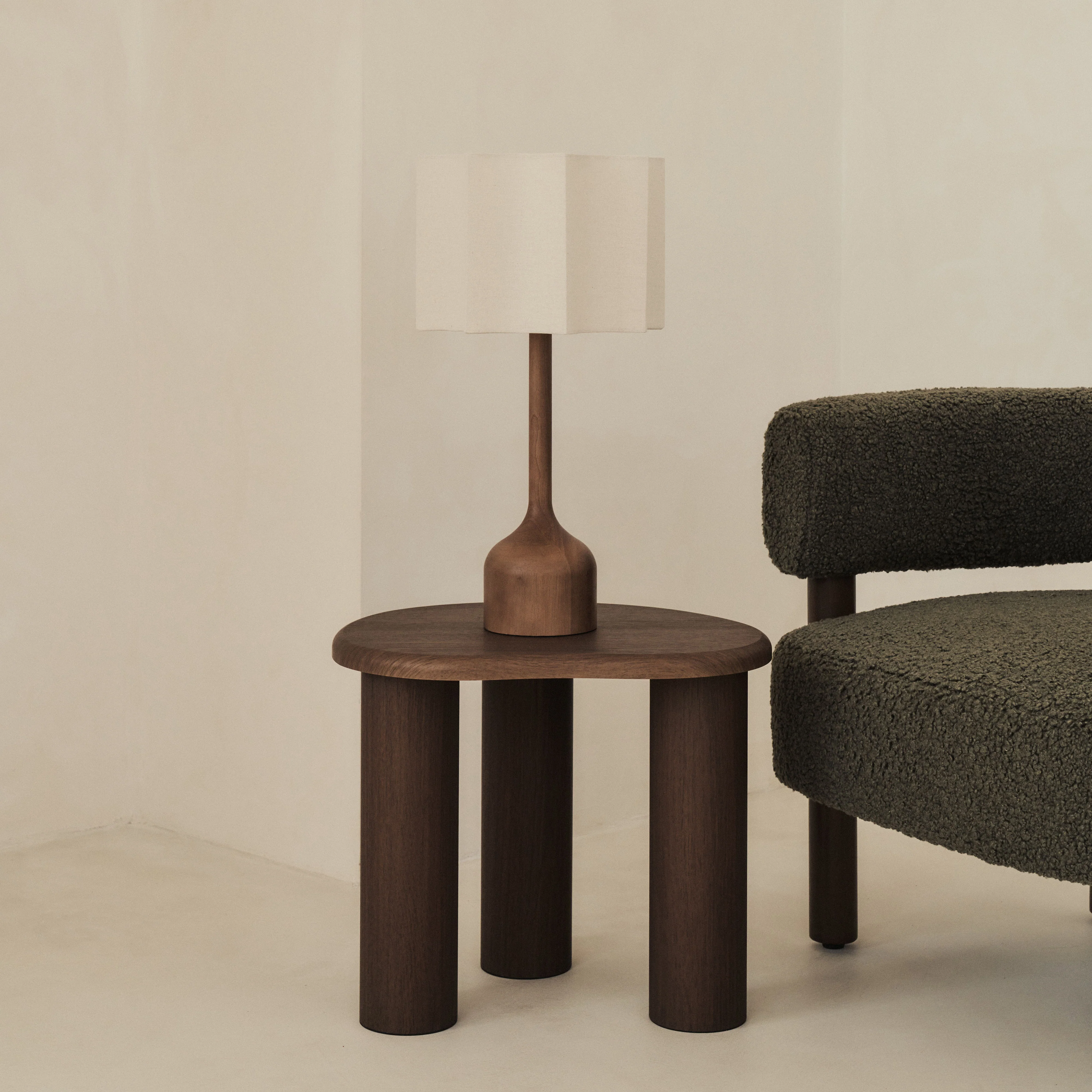 Esme - Dark Wood Inverted Scallop Shade Table Lamp - Image 6