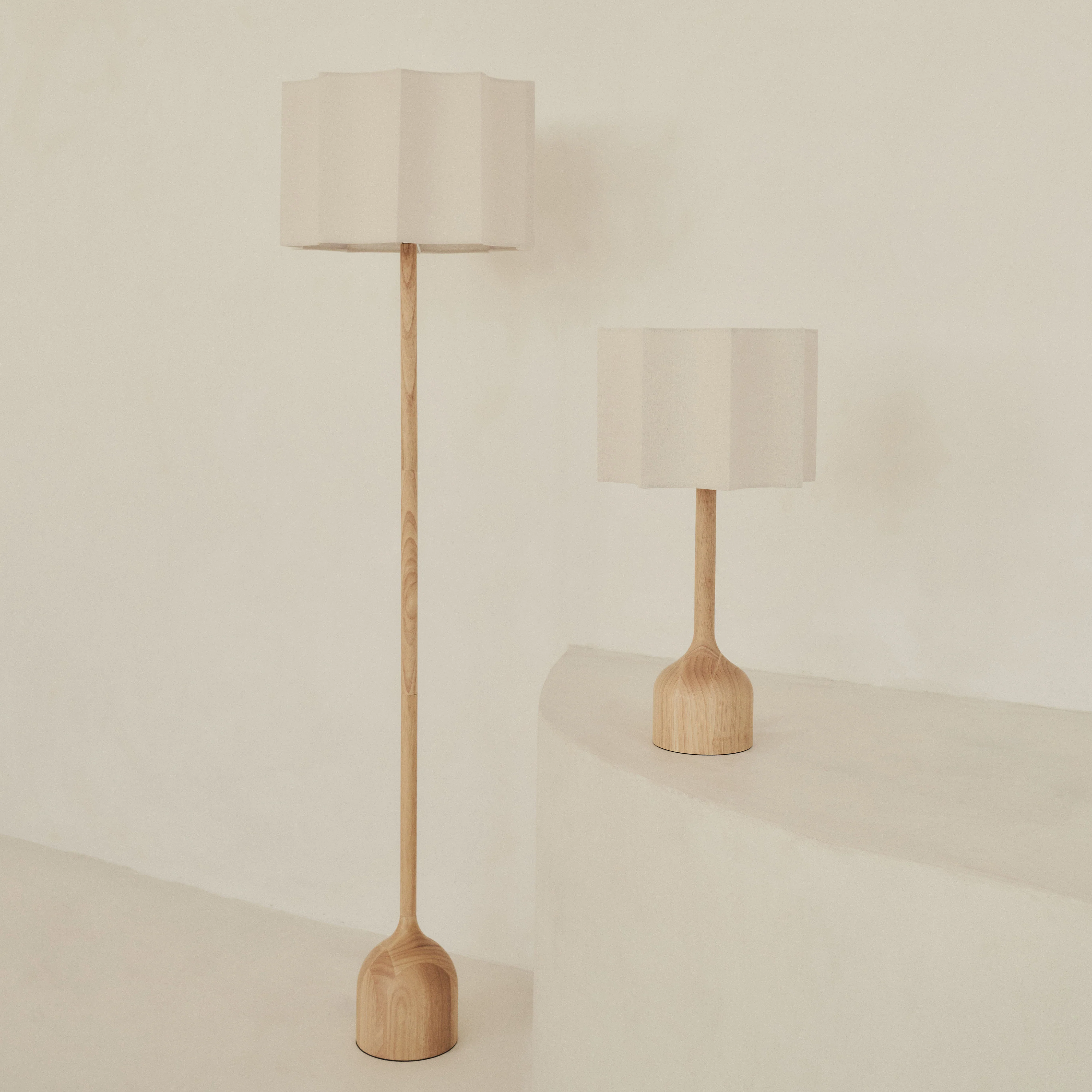 Esme - Light Wood Inverted Scallop Shade Floor Lamp - Image 6