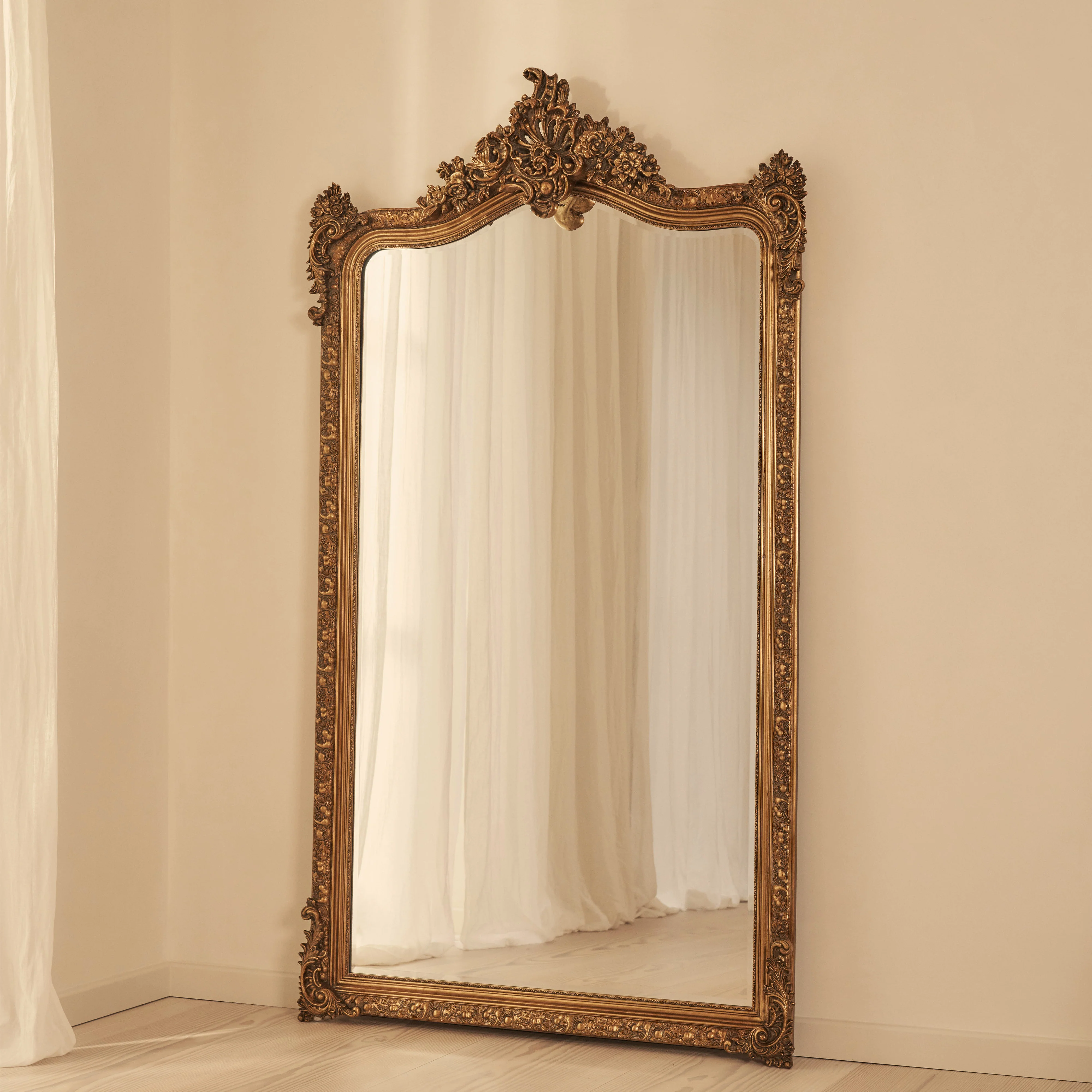 Francesca - Gold Arched Ornate Full Length Mirror 185cm x 100cm - Image 8