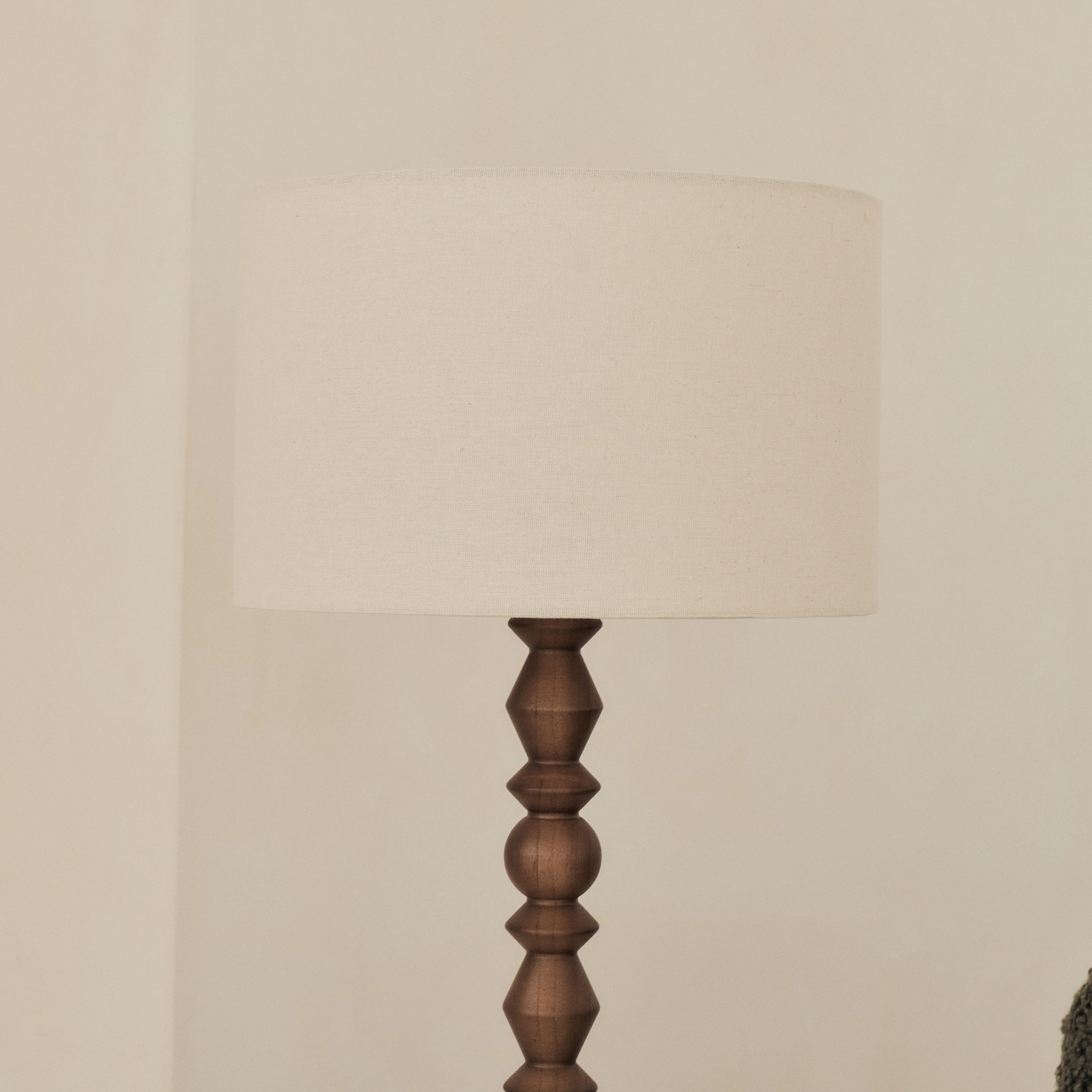 Ivy - Dark Wood Drum Shade Table Lamp - Image 3