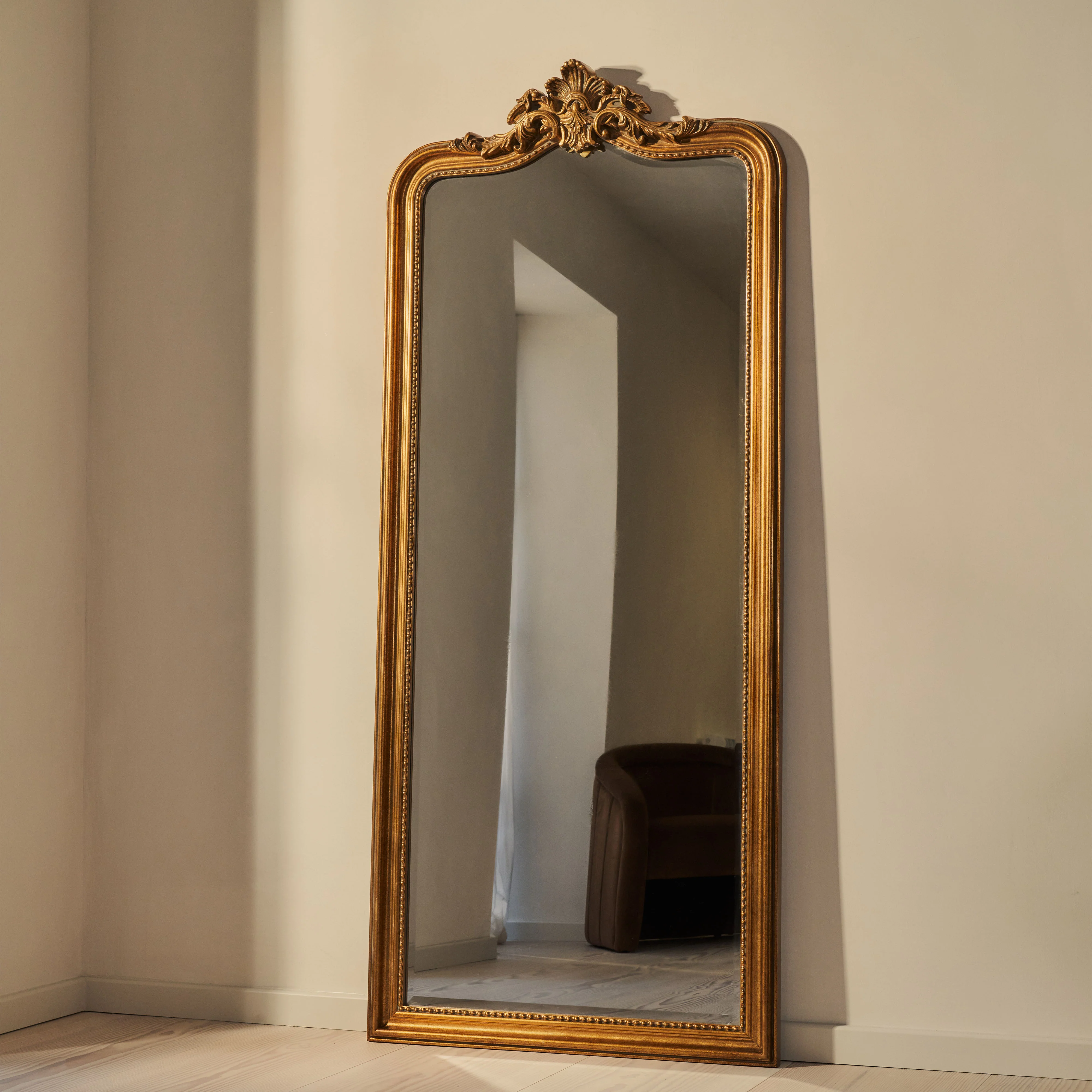 James - Gold Full Length Arched Mirror 189cm x 80cm - Image 9
