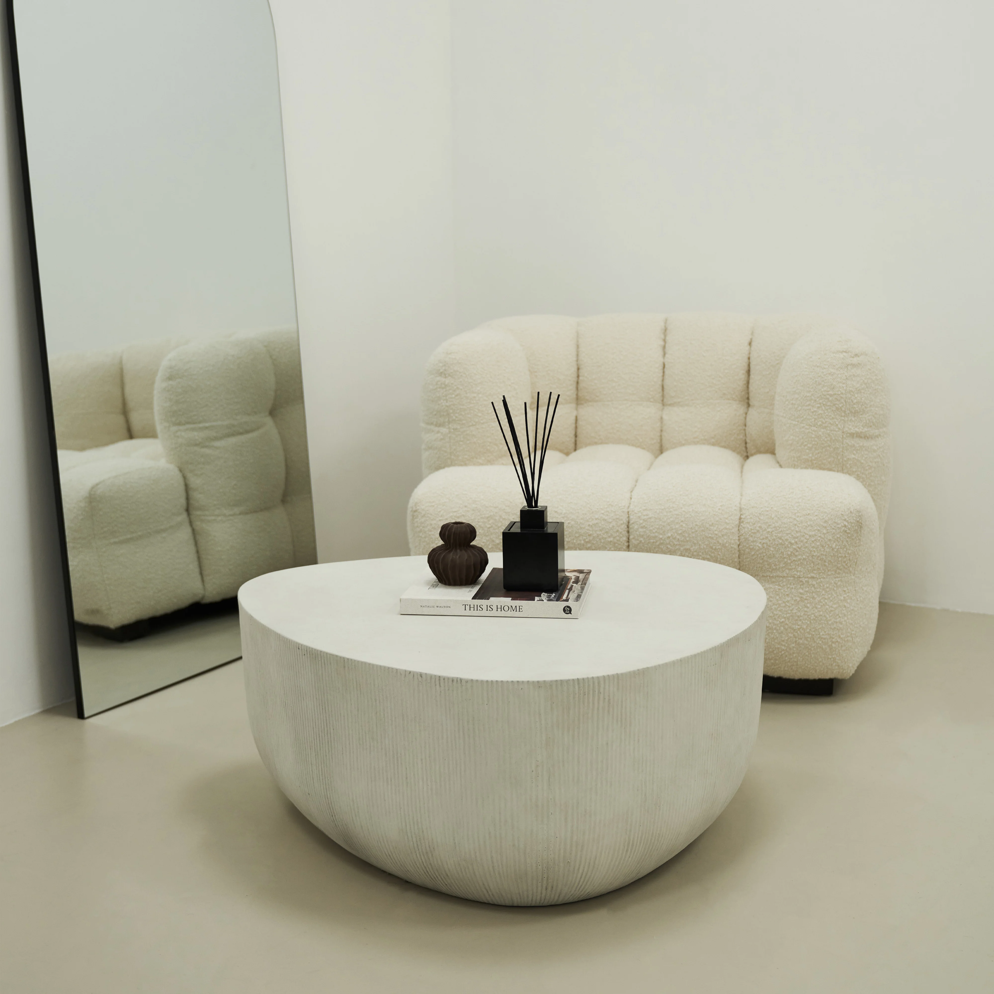 Leonardo - Minimal Concrete Irregular Shaped Coffee Table Large - Image 10