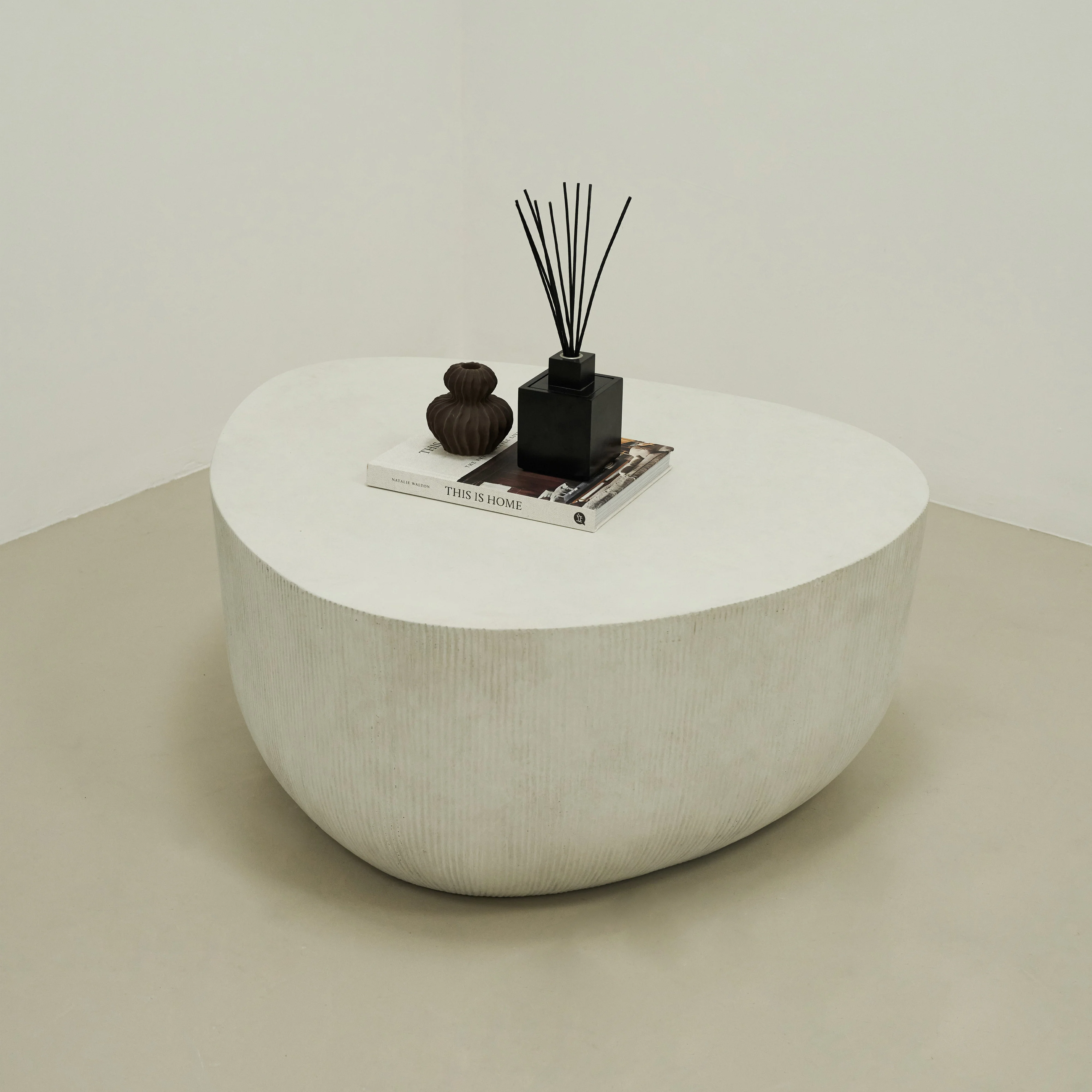 Leonardo - Minimal Concrete Irregular Shaped Coffee Table Large - Image 11