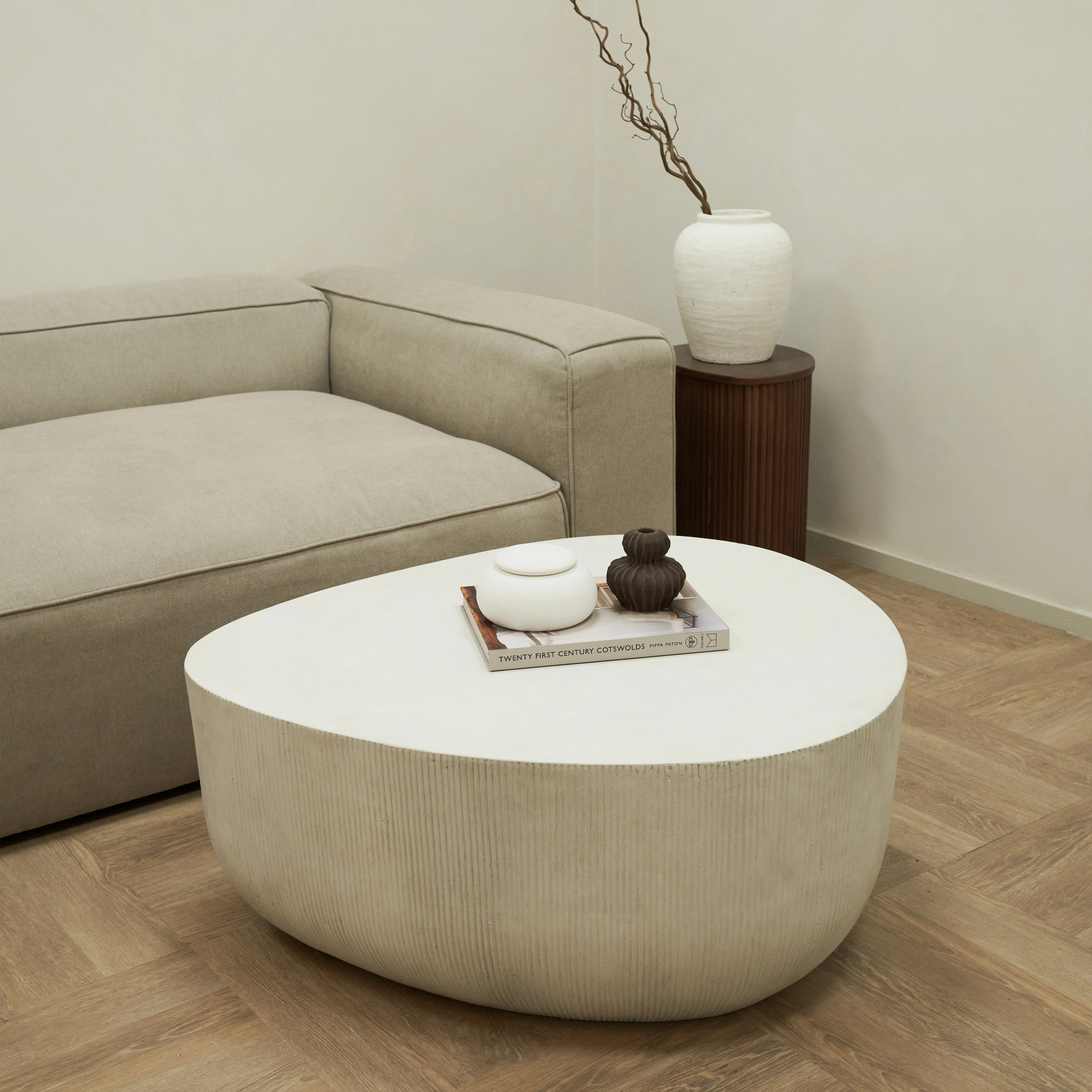 Leonardo - Minimal Concrete Irregular Shaped Coffee Table Large - Image 4