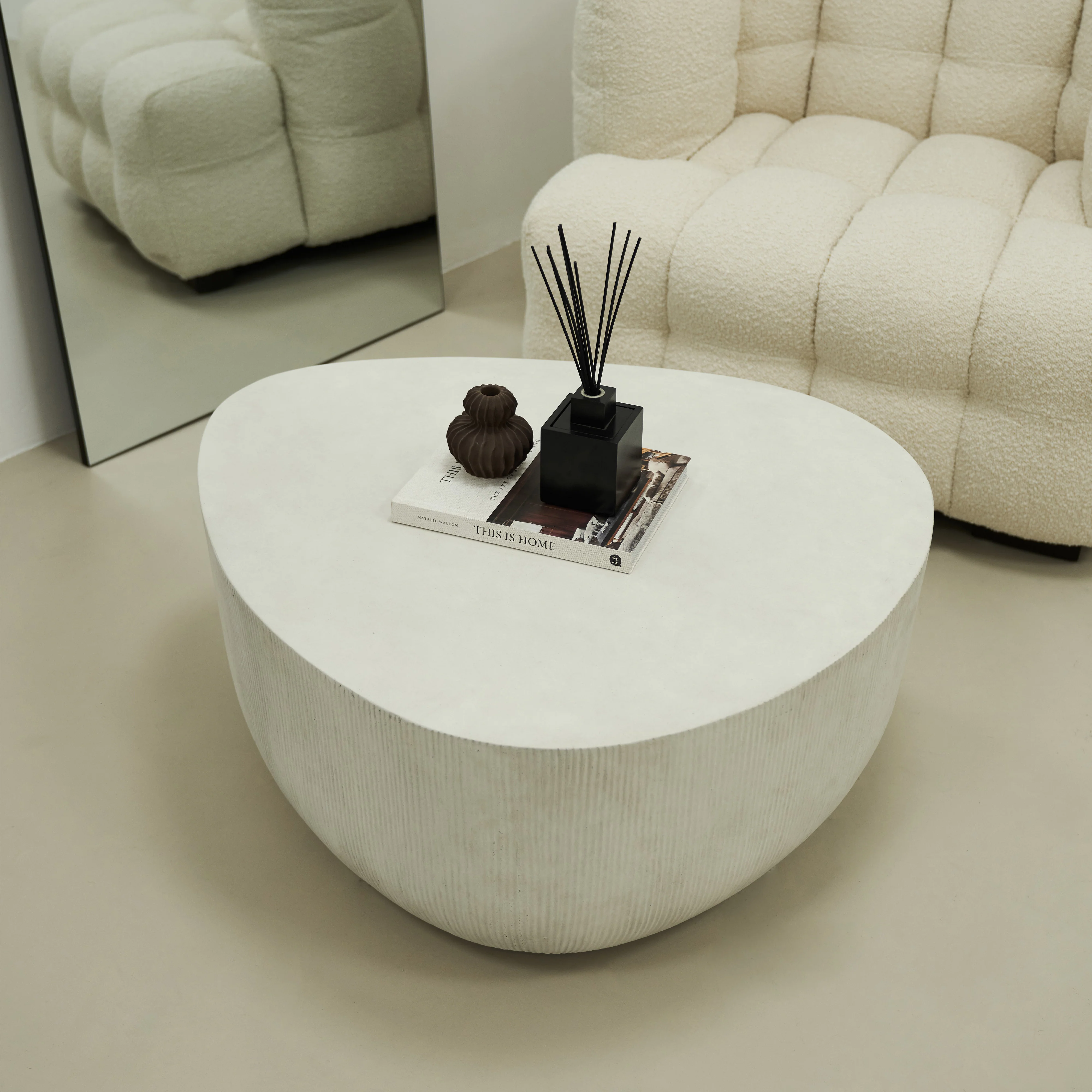 Leonardo - Minimal Concrete Irregular Shaped Coffee Table Large - Image 9