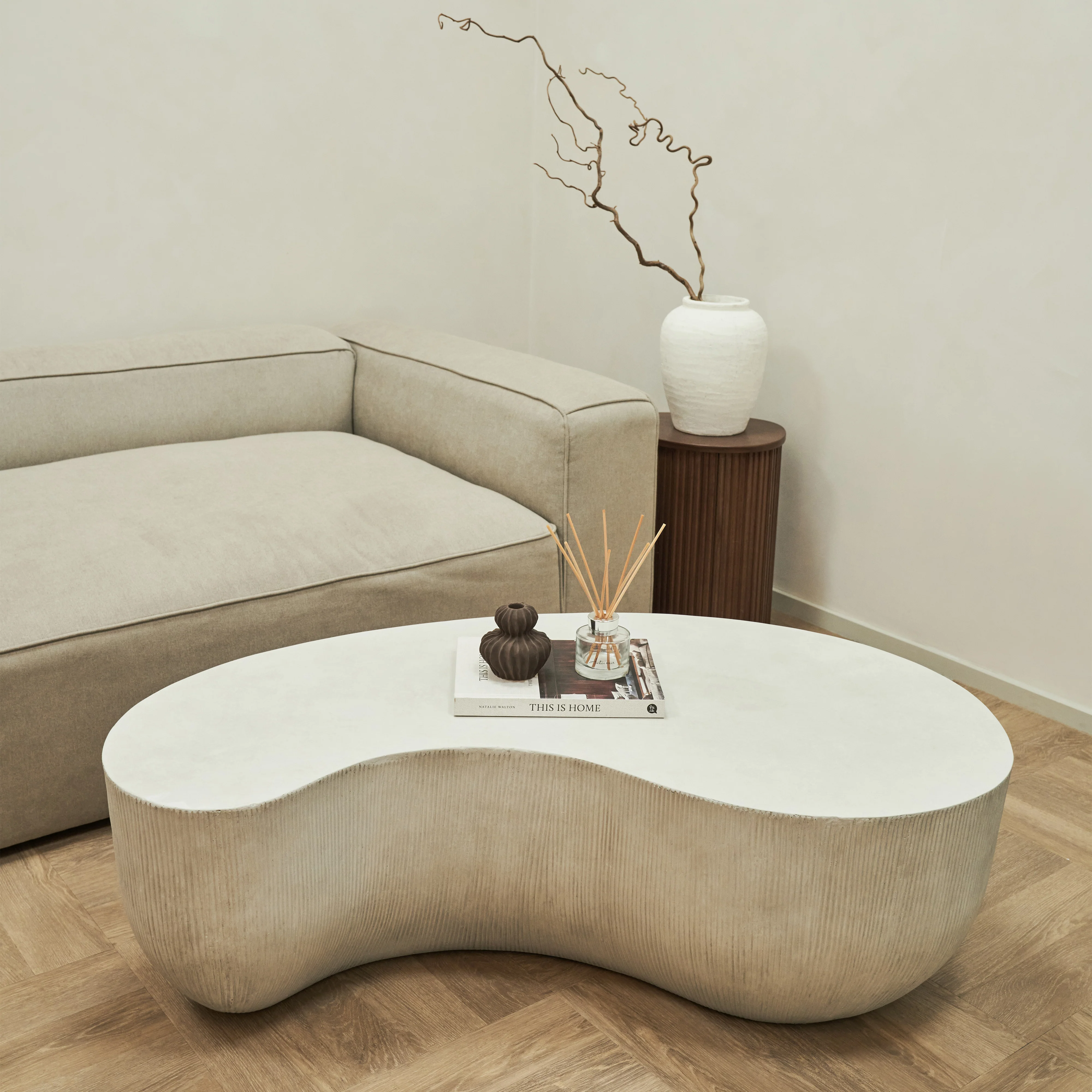 Leonardo - Minimal Concrete Shaped Coffee Table Large - Image 3