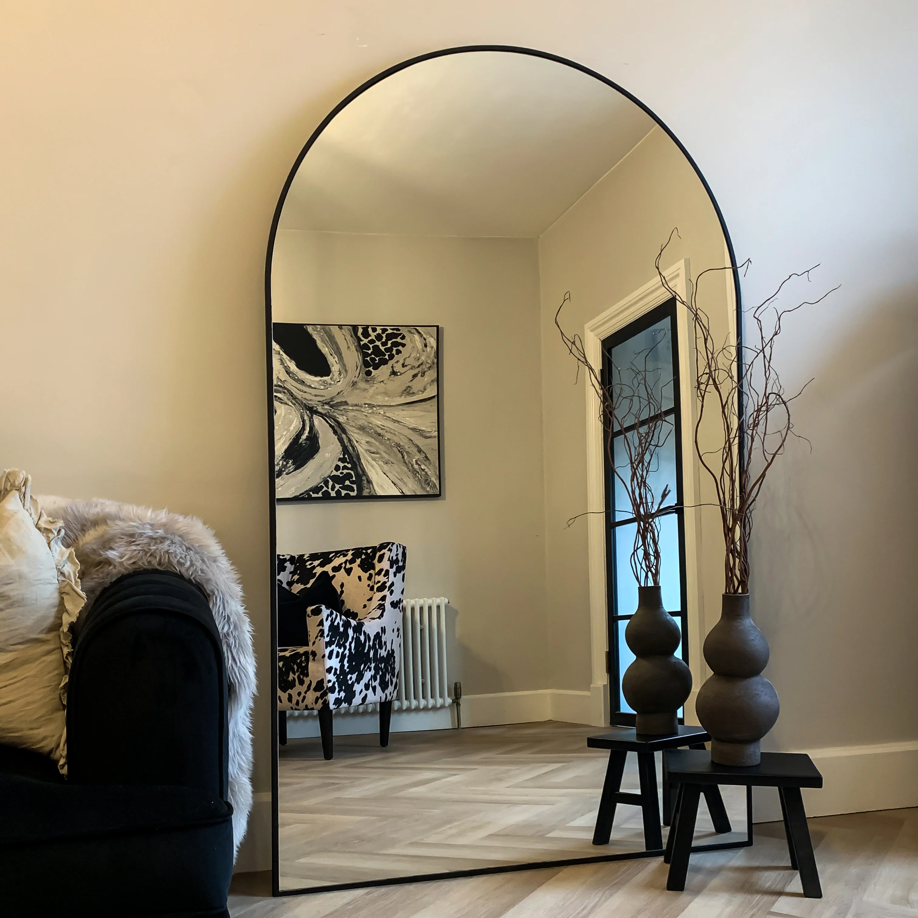 Liberty - Black Full Length Arched Metal Mirror 180cm x 110cm - Image 7