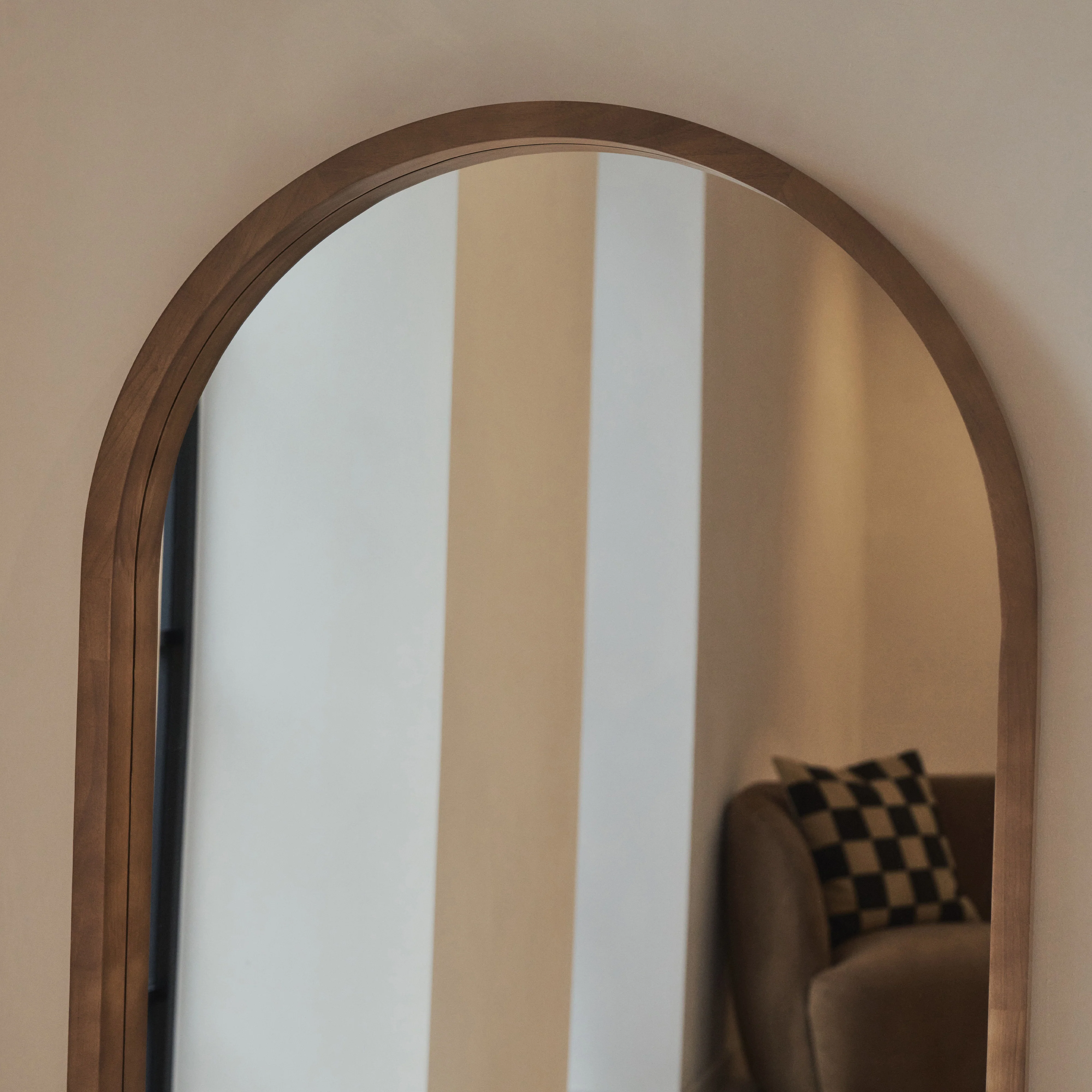 Lilia - Full Length Warm Wood Arched Wooden Mirror 170cm x 80cm - Image 3