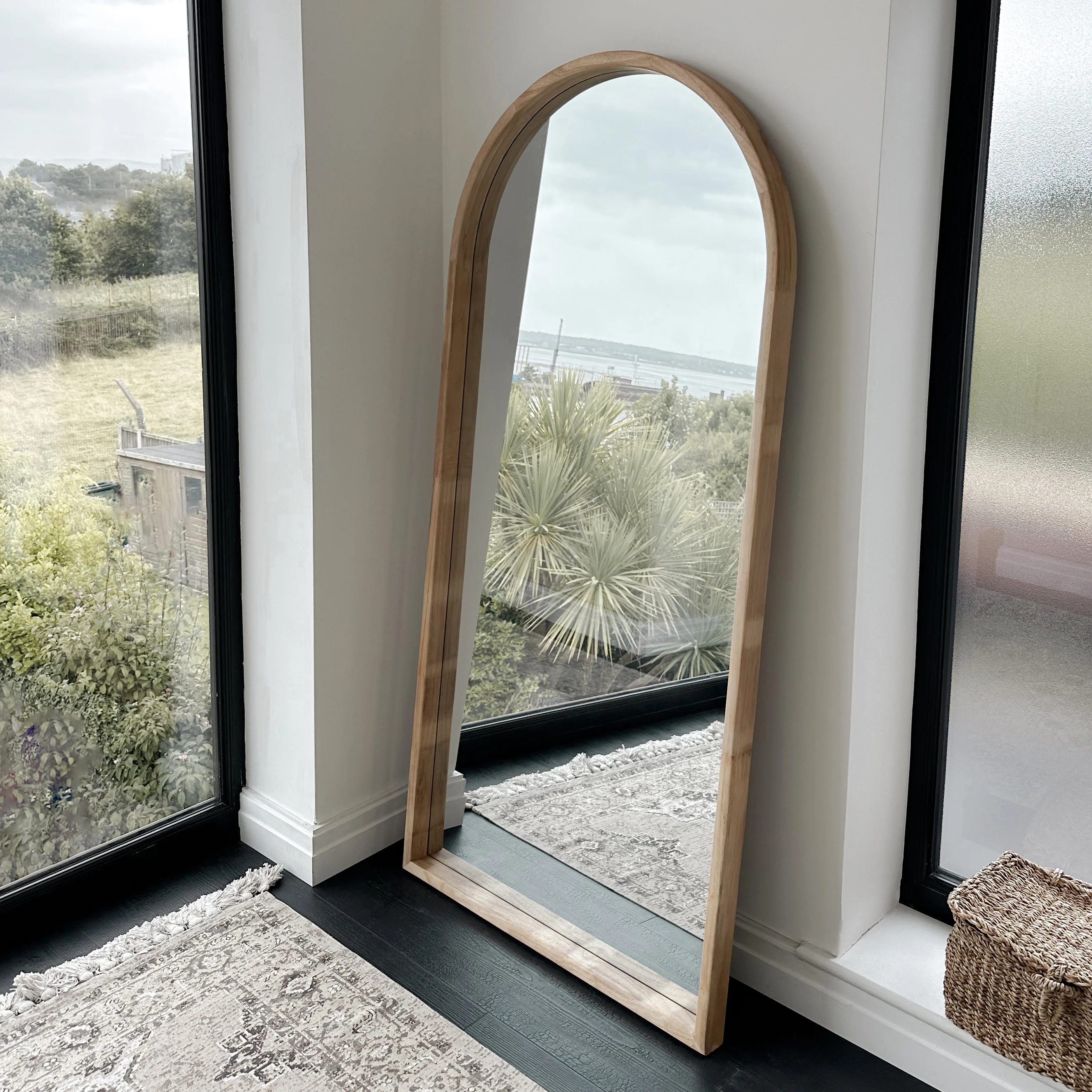 Lilia - Full Length Light Wood Arched Wooden Mirror 170cm x 80cm - Image 3