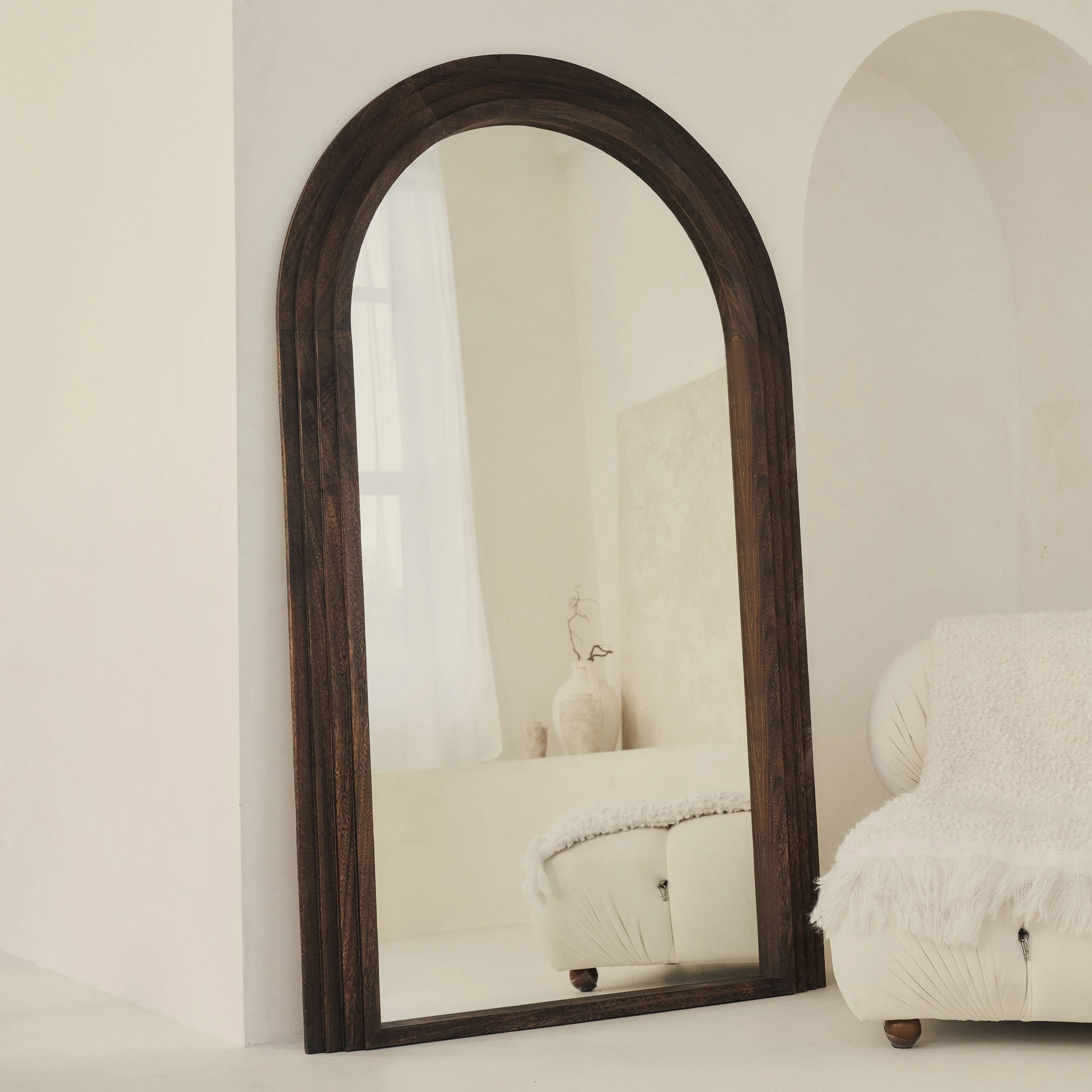 Luciana - Full Length Arched Charred Wood Mirror 180cm x 110cm - Image 4