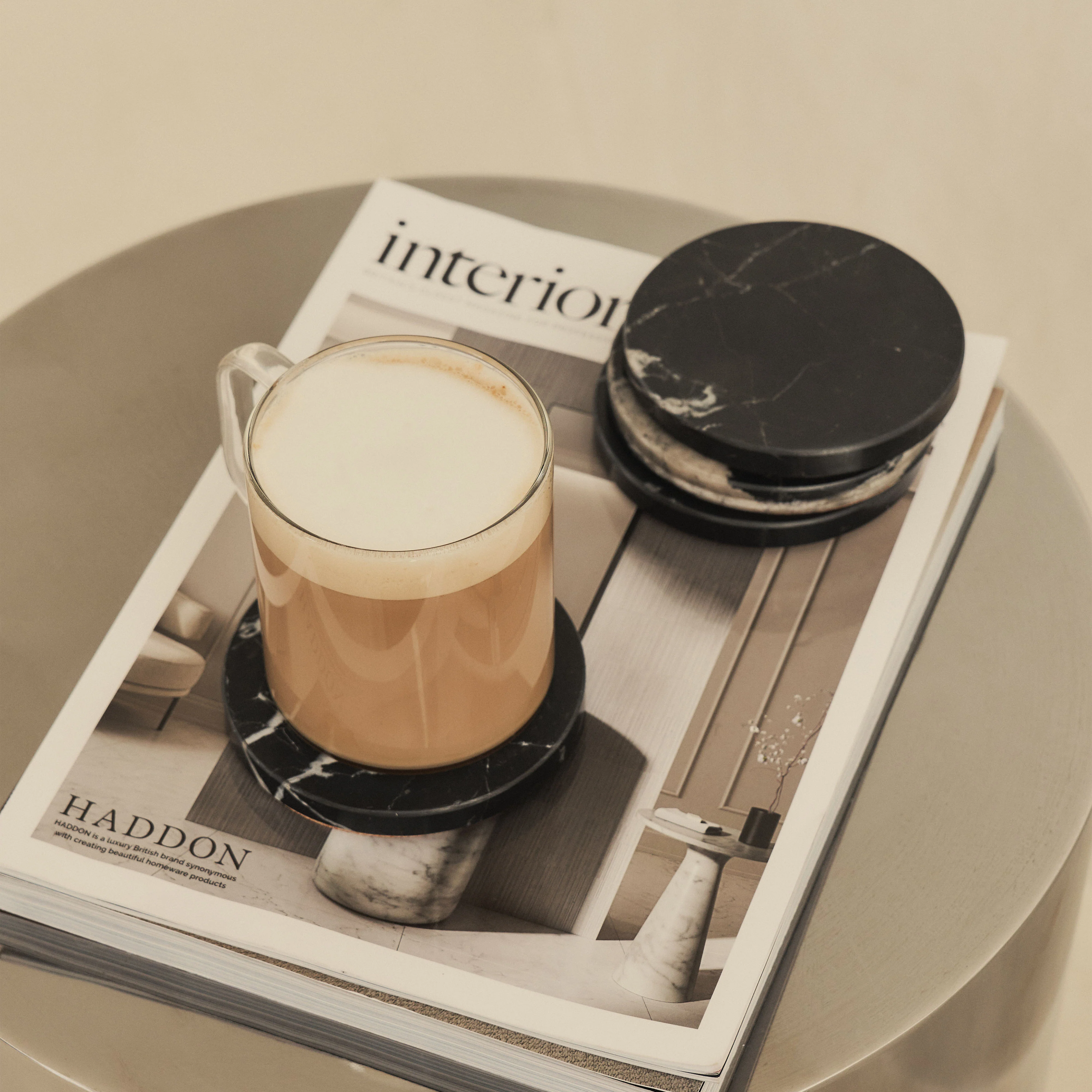 Marbelle - Black Marble Coasters Set of 4 Round - Image 3