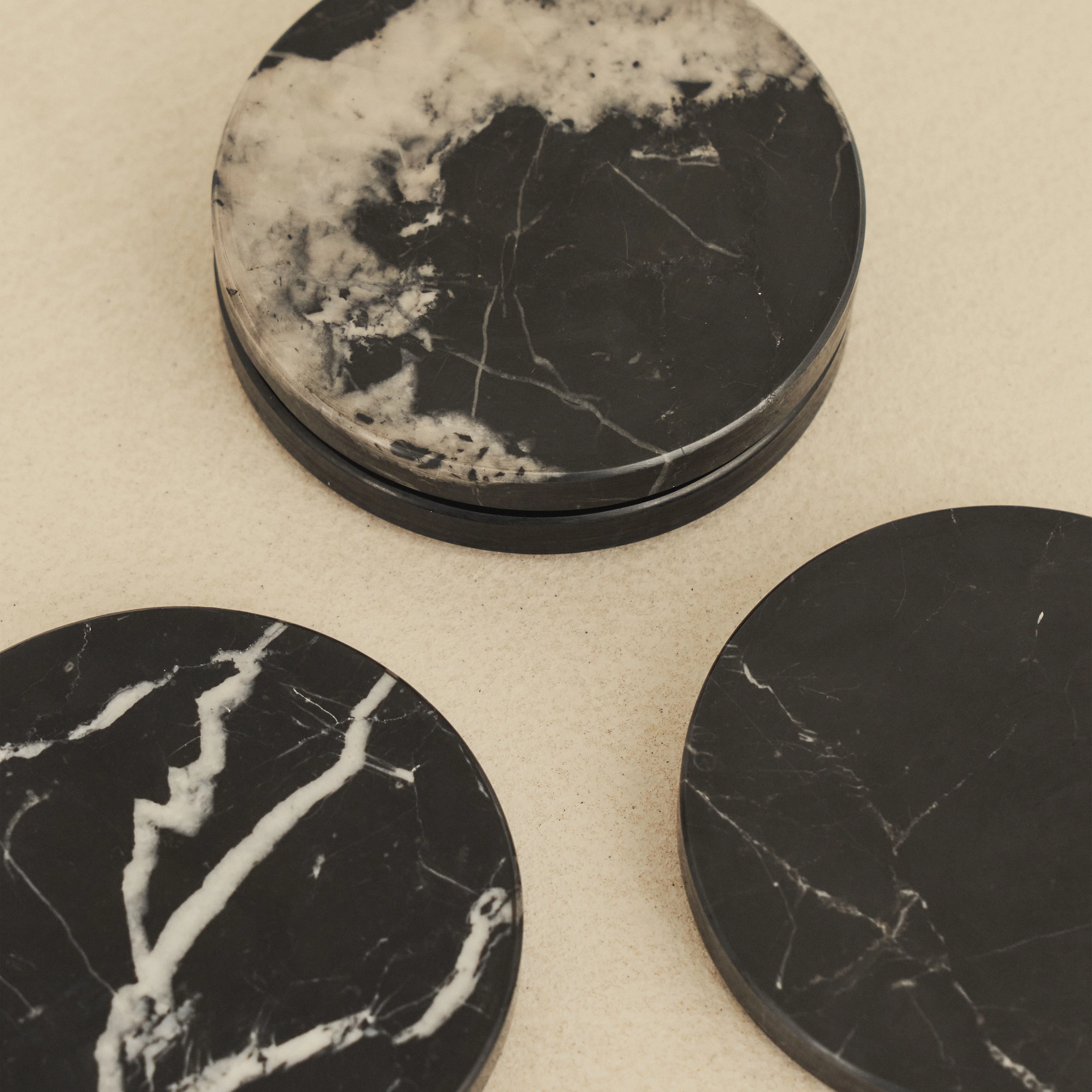 Marbelle - Black Marble Coasters Set of 4 Round - Image 4