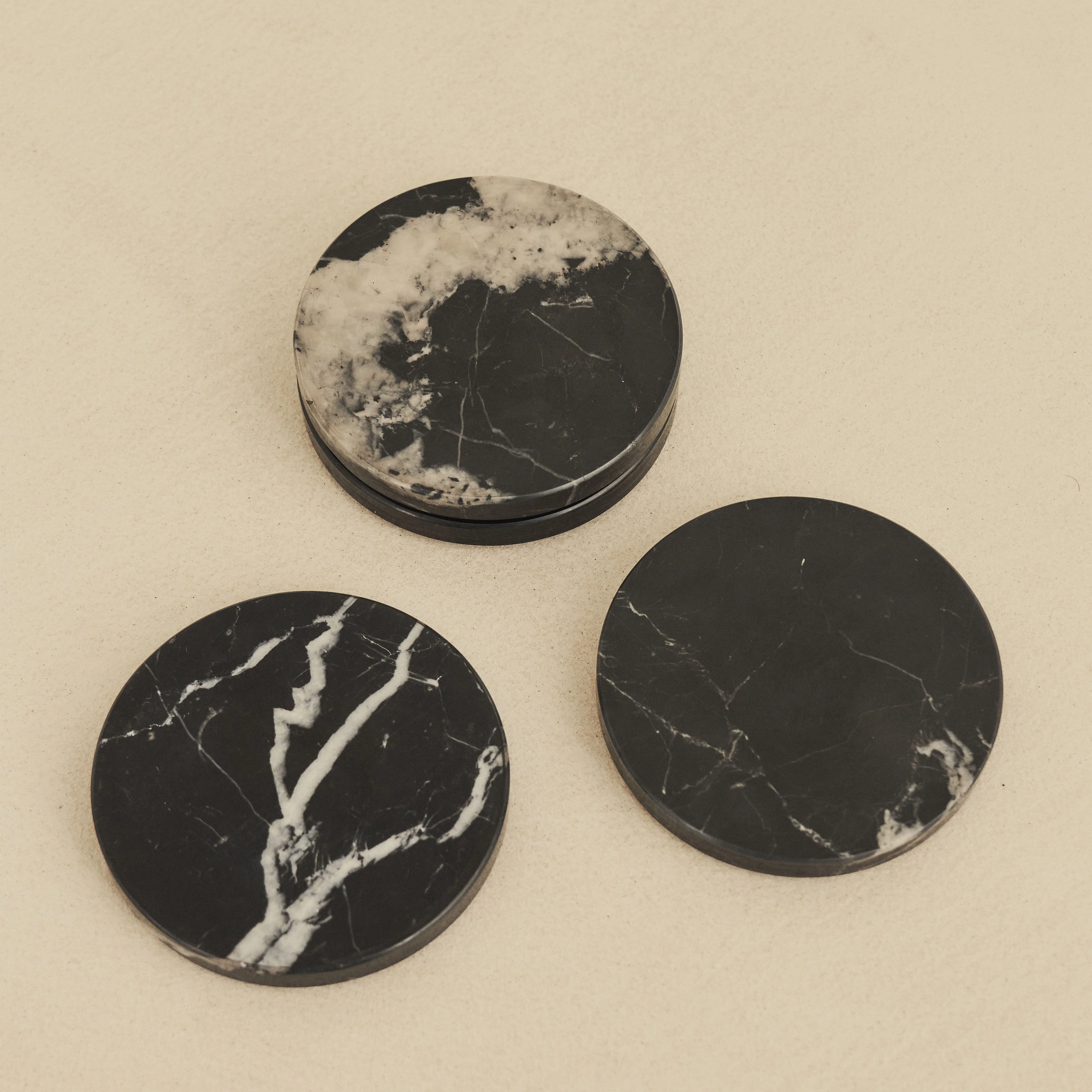 Marbelle - Black Marble Coasters Set of 4 Round - Image 5