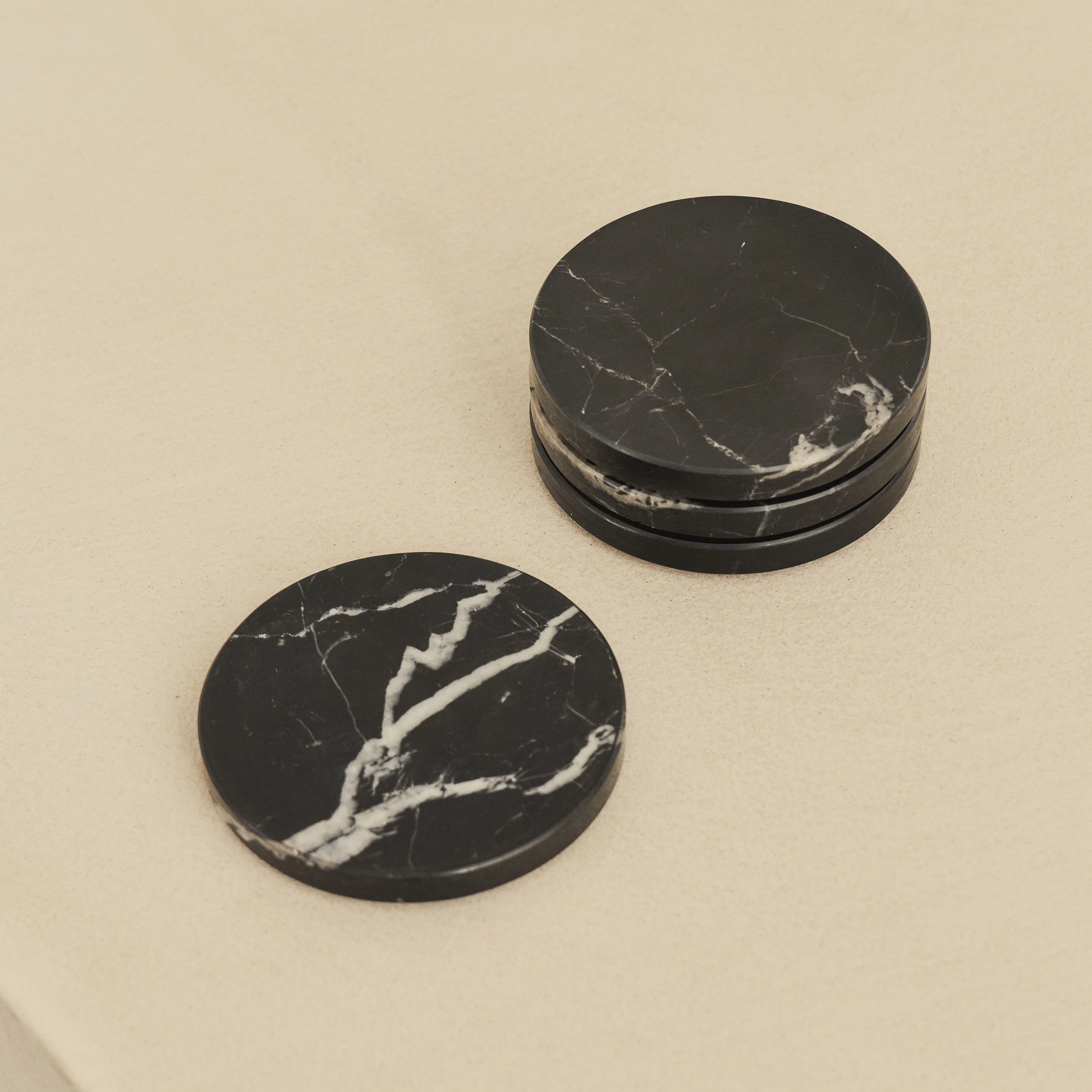 Marbelle - Black Marble Coasters Set of 4 Round - Image 6