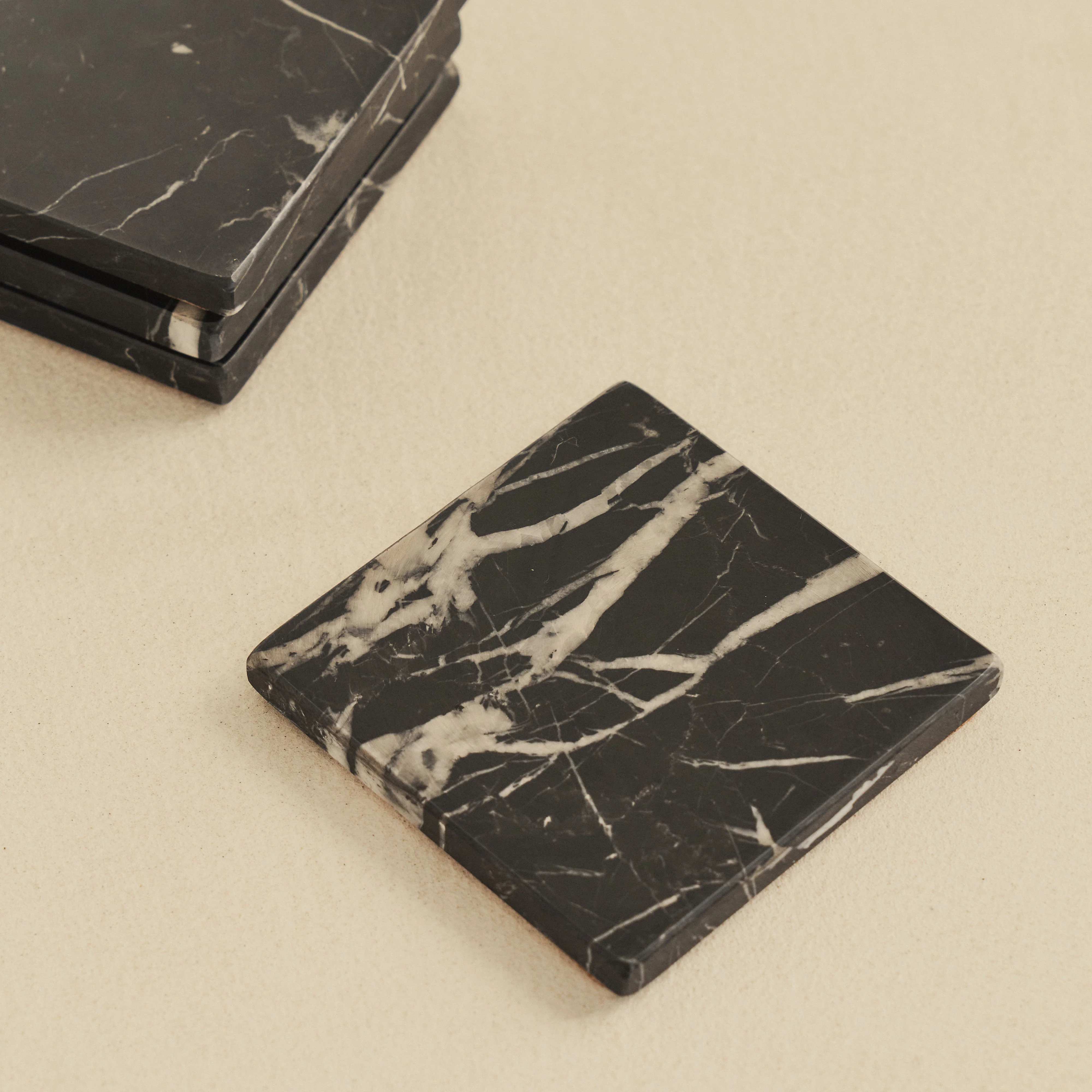 Marbelle - Black Marble Coasters Set of 4 Square - Image 3