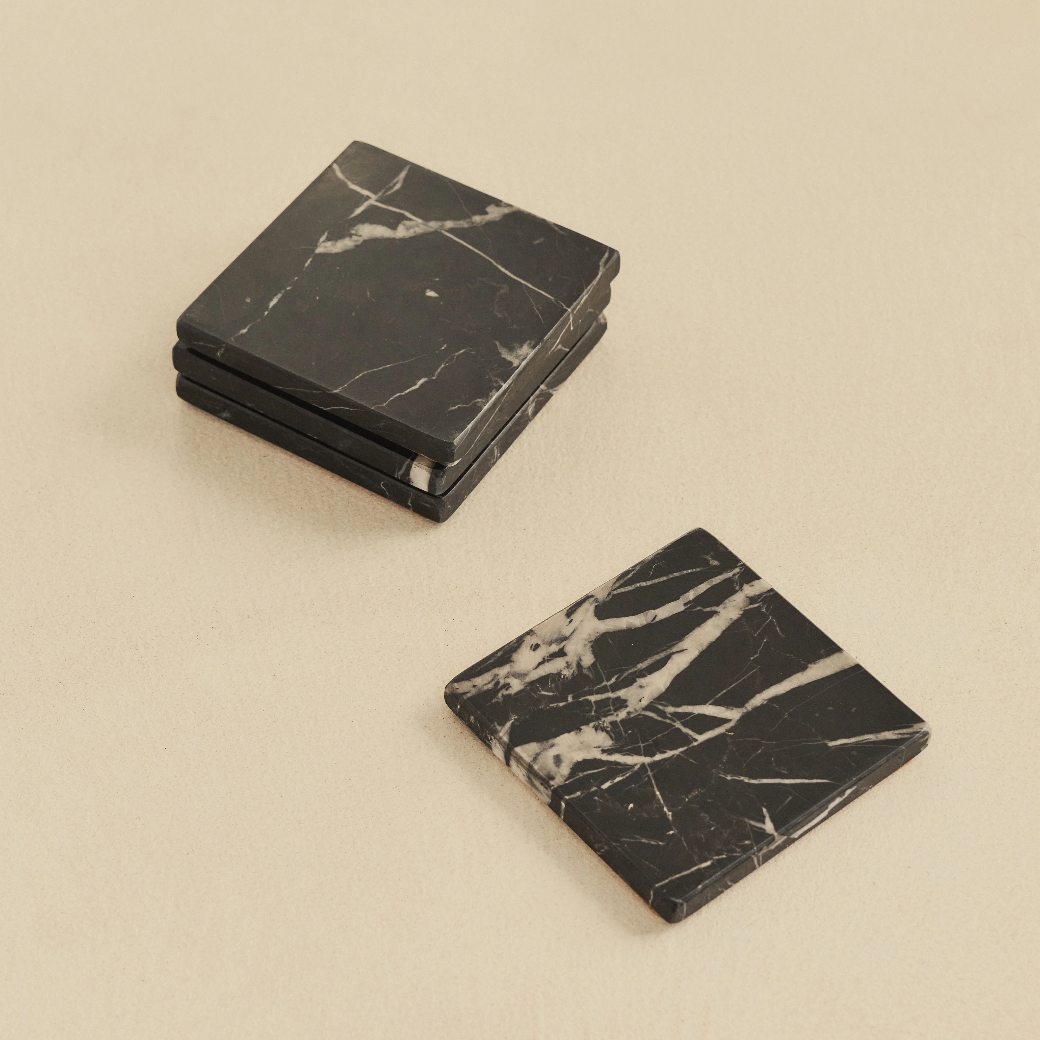 Marbelle - Black Marble Coasters Set of 4 Square - Image 4