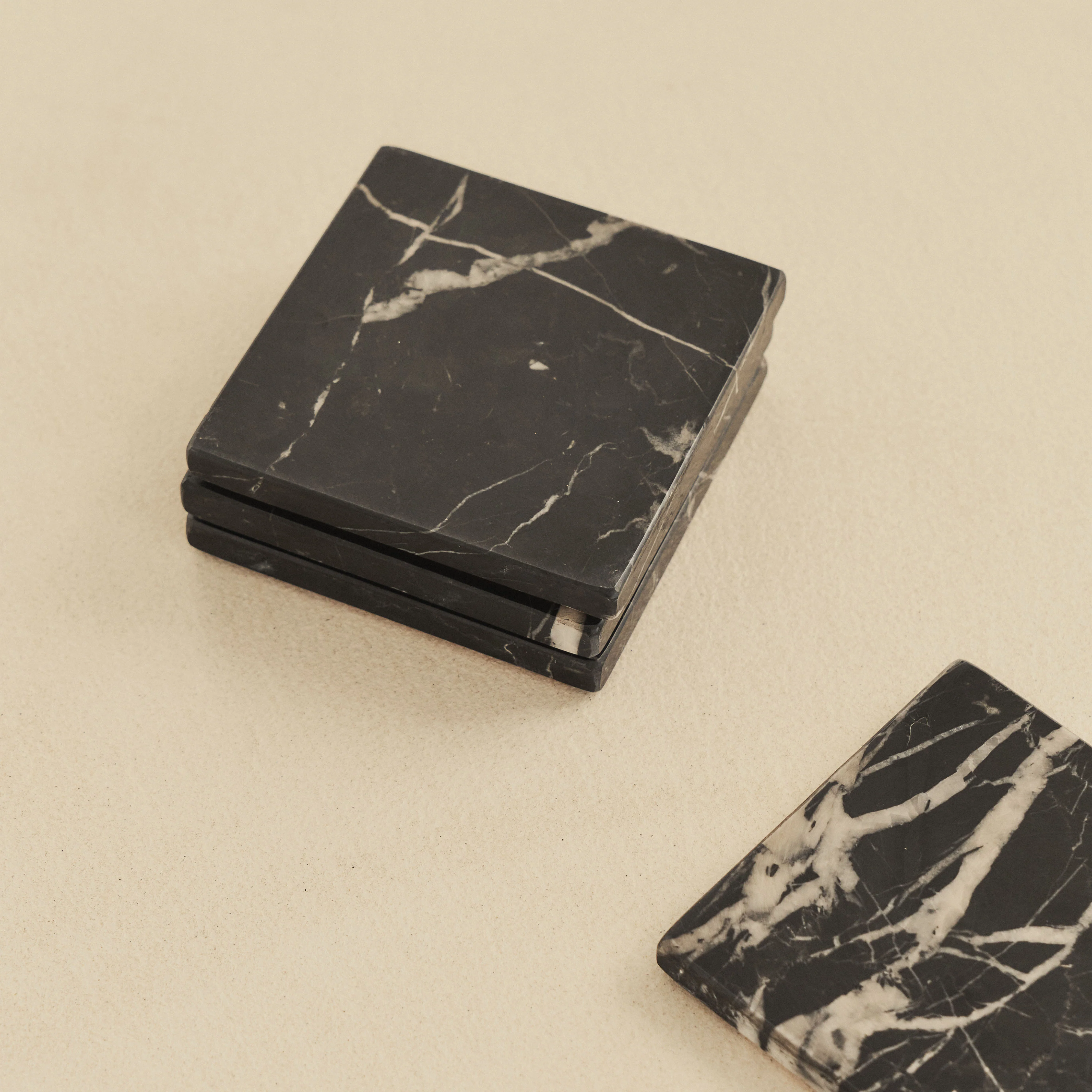 Marbelle - Black Marble Coasters Set of 4 Square - Image 5