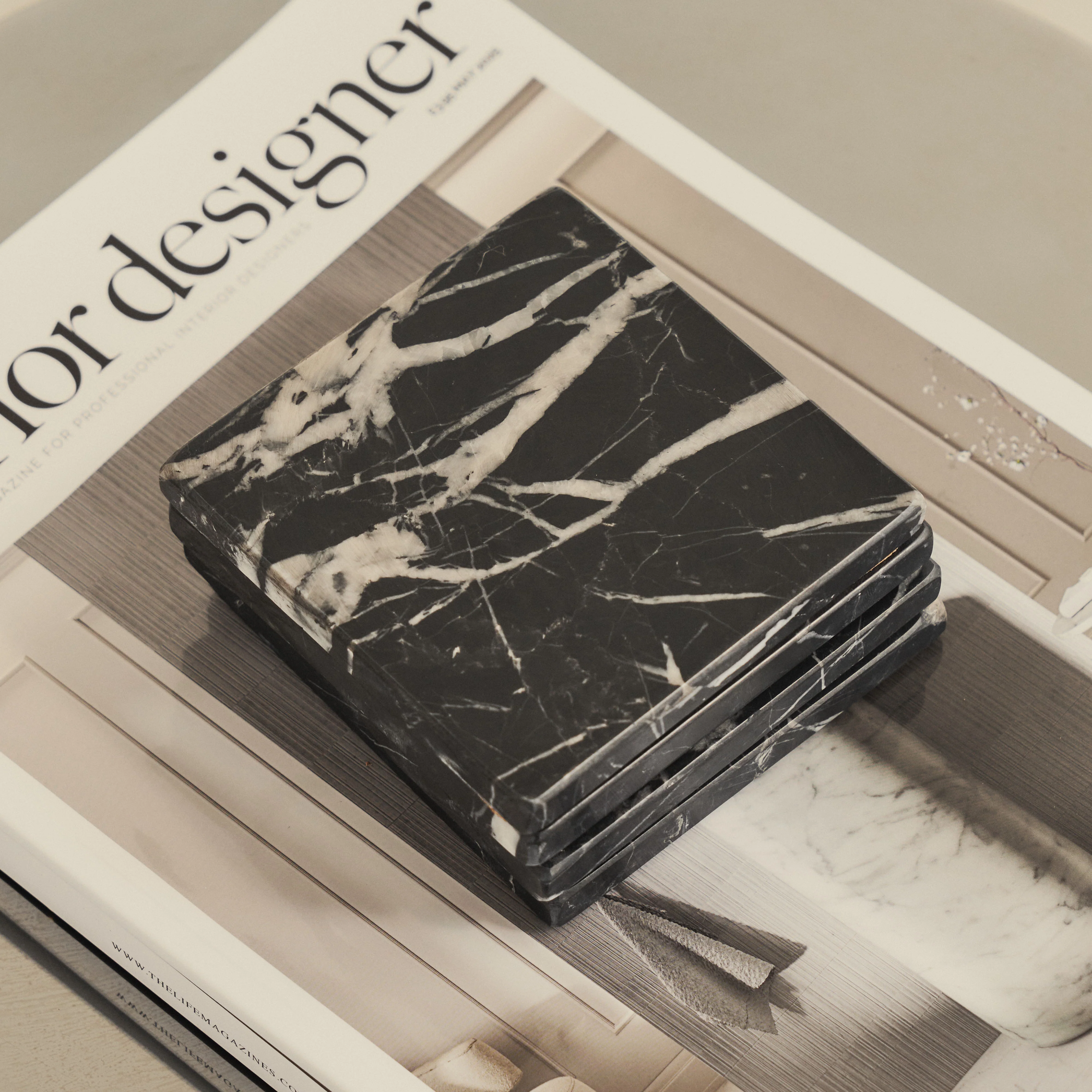 Marbelle - Black Marble Coasters Set of 4 Square - Image 9