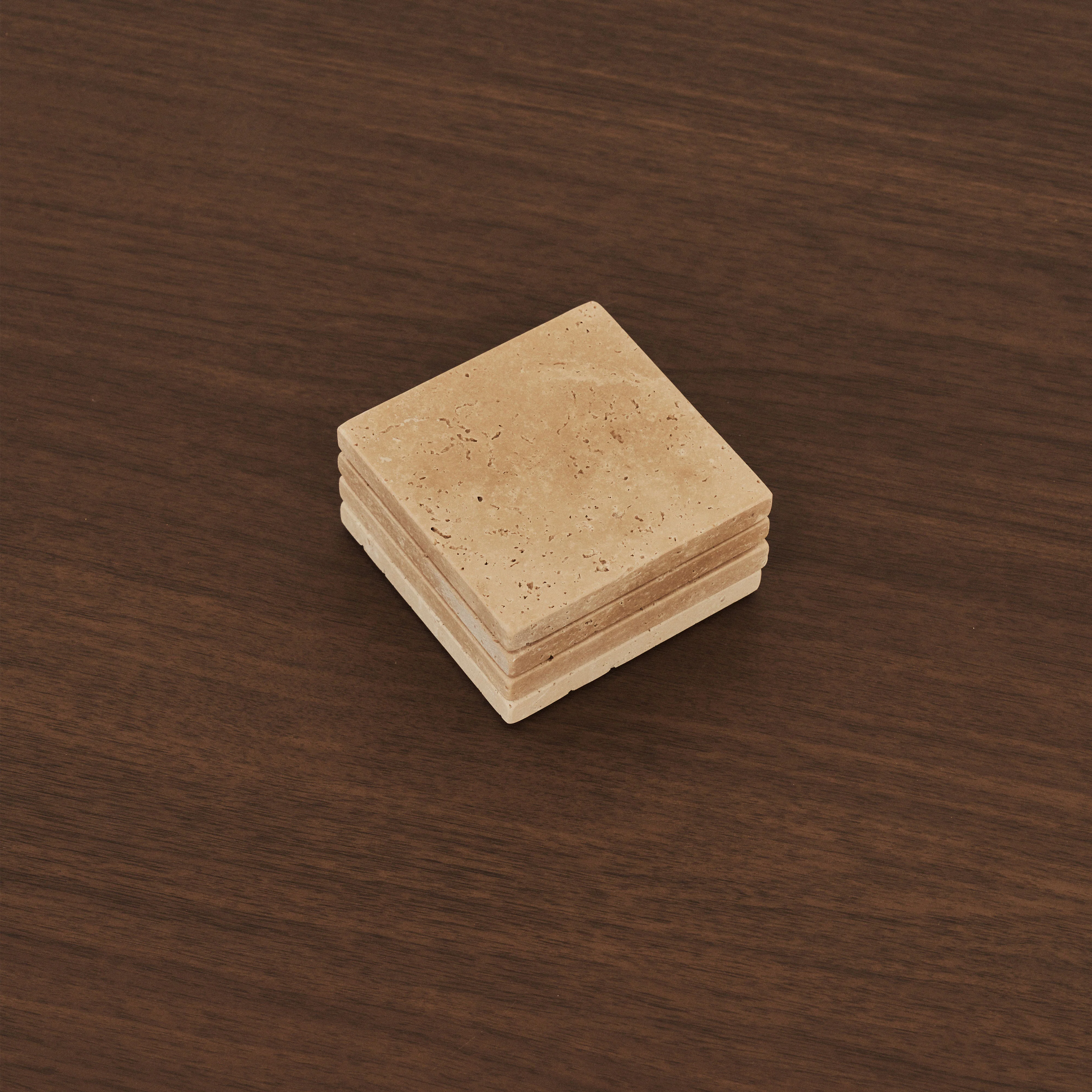 Marbelle - Cream Travertine Coasters Set of 4 Square - Image 10