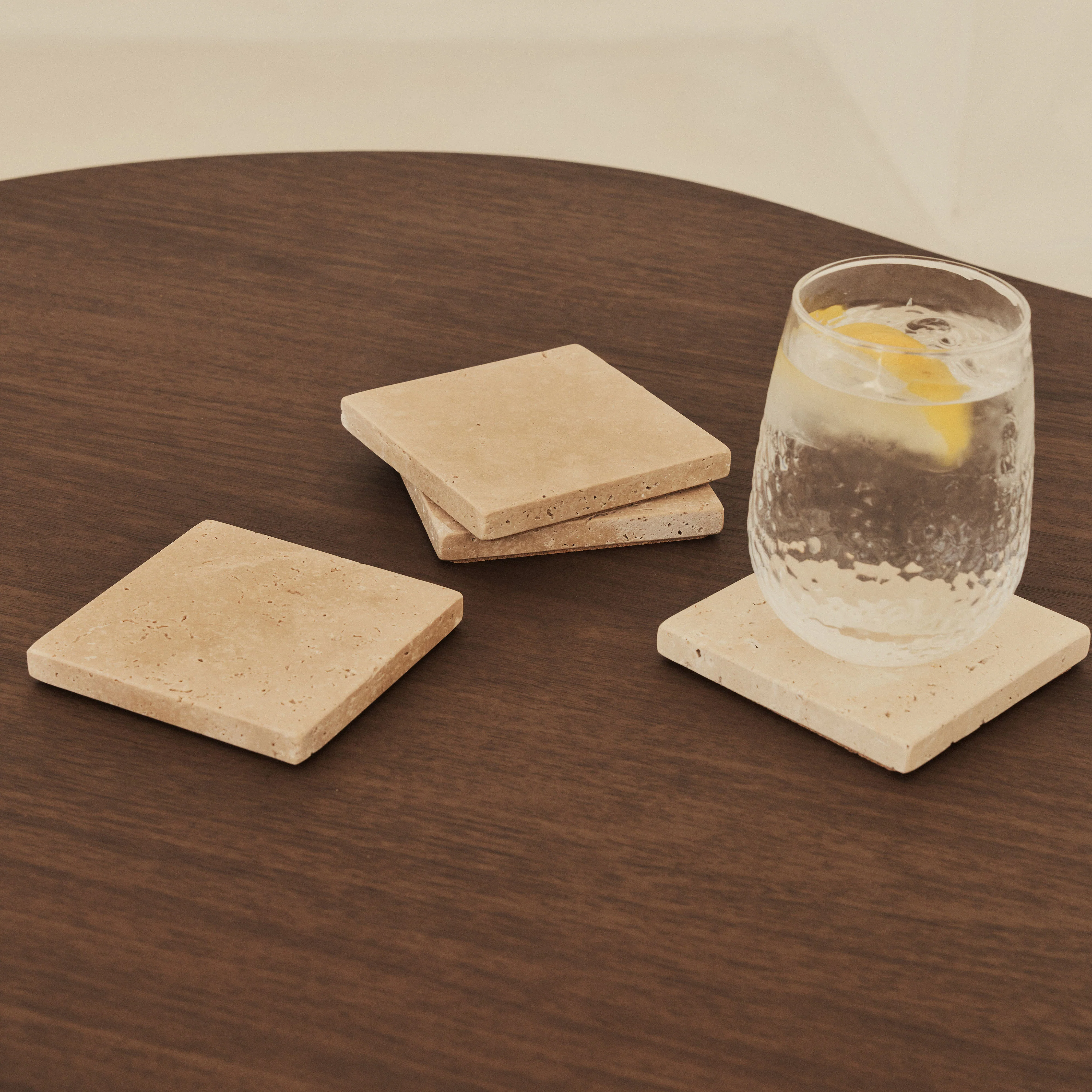 Marbelle - Cream Travertine Coasters Set of 4 Square - Image 3